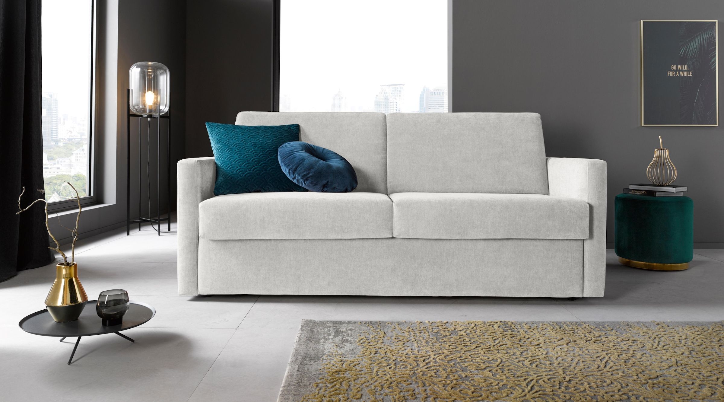 Places of Style Schlafsofa »GOLDPOINT 182cm, Dauerschläfer, Liegefläche 140/200 cm,«, 3-Sitzer mit Dauerschläfer-Funktion, Bonell-Federkernmatratze