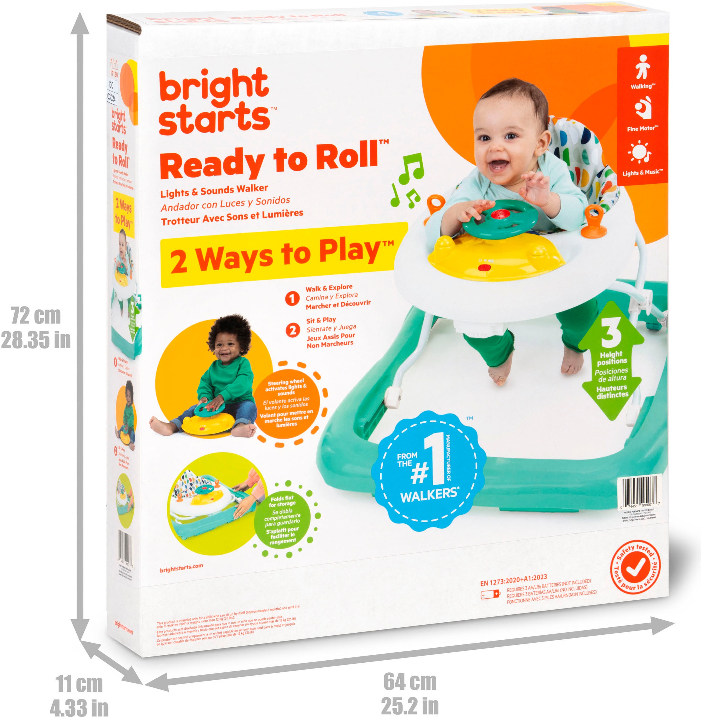 Bright Starts Lauflernhilfe »Ready to Roll Lights & Sounds Walker«, mit Licht- und Soundeffekt