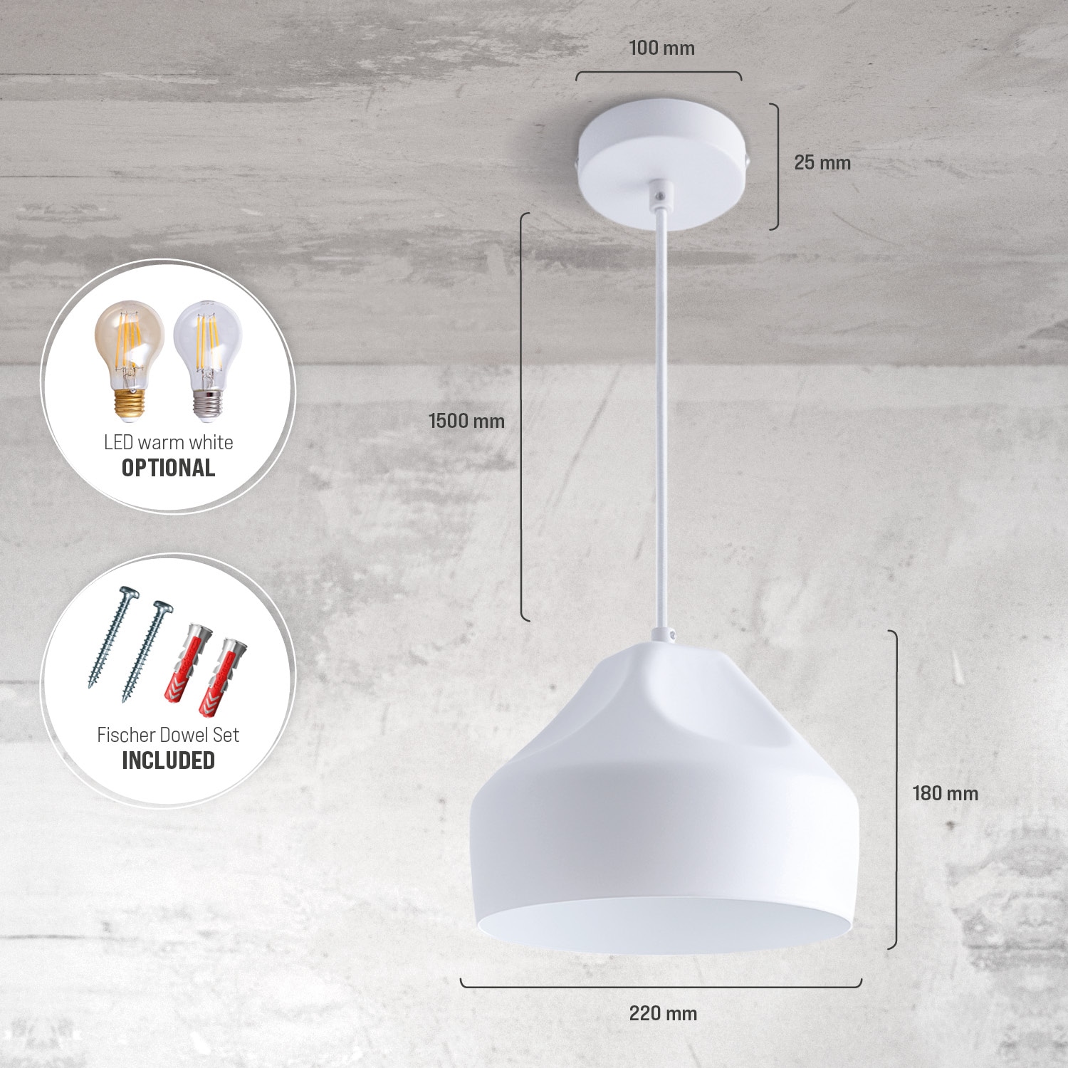 Paco Home Pendelleuchte »HURLEY U«, 1 flammig, Leuchtmittel E27 | ohne Leuchtmittel, Hängelampe Esszimmer Küchenlampe Hängend Esstischlampe Innen Gold