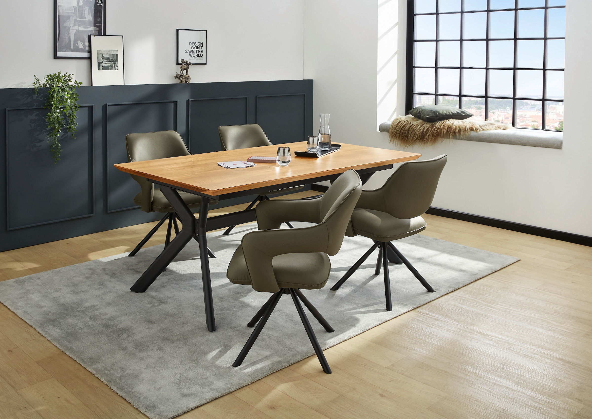 Jockenhöfer Gruppe Esszimmerstuhl »Lambert« (Set) 4 Stk.4-Fuss-Stuhl, inklusive Drehfunktion (360°), Lederoptik