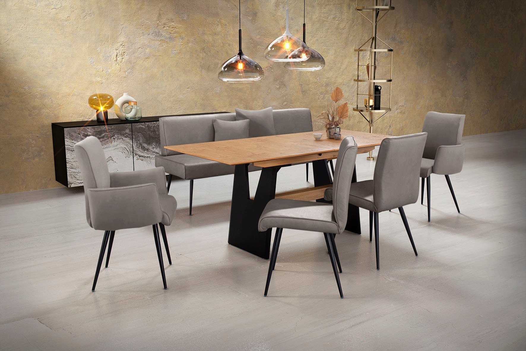 K+W Komfort & Wohnen Essgruppe »Giacomo I« 6 Stk. tlg. 2 Stühle und 2 Armle günstig online kaufen