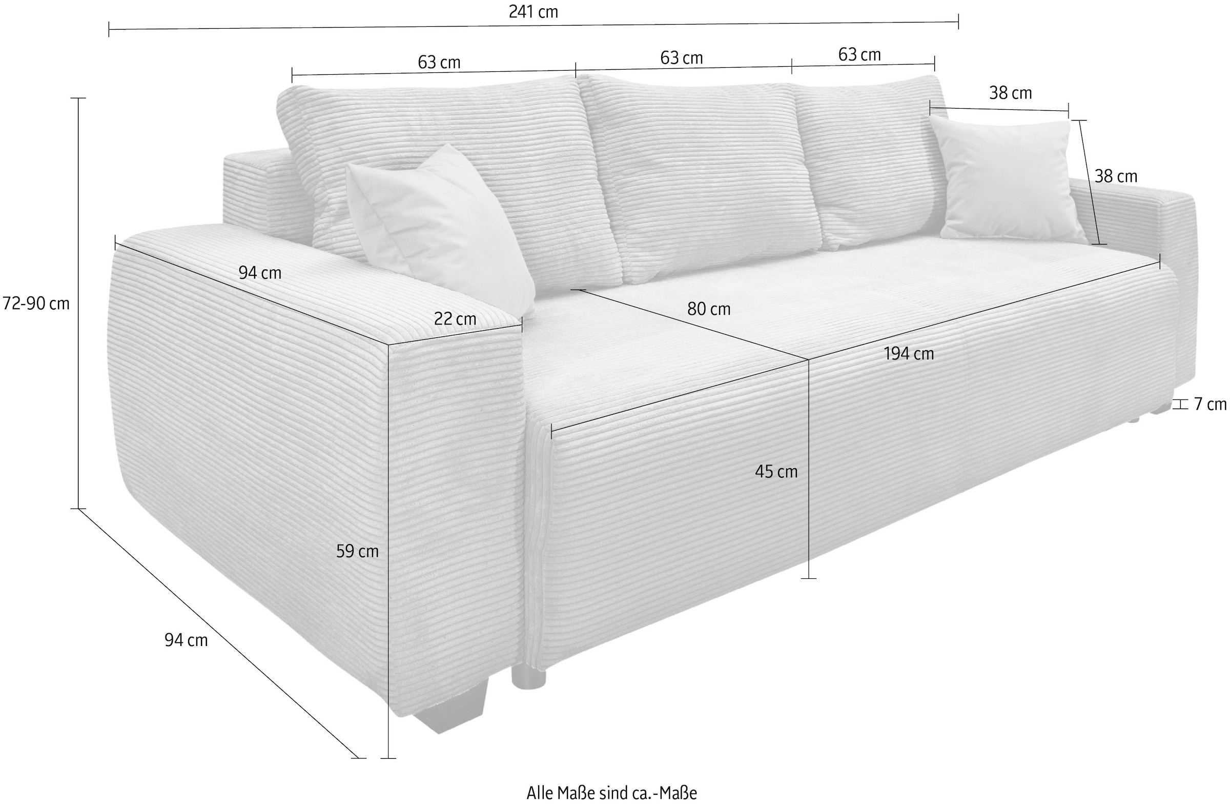 OTTO home Schlafsofa »Bella mit Bettkasten, Gästebett 142x194, in 3 Qualitäten, inkl. Kissen« CLASSIC - Bonnellfedern ohne Topper - ideal als Gästebett