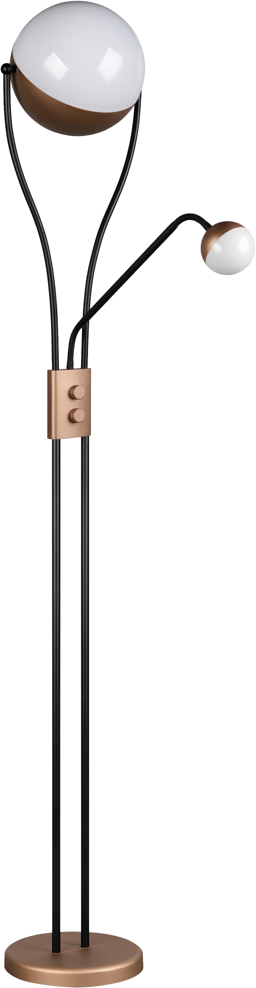 TRIO Leuchten LED Stehlampe »CHRIS, LED Stehleuchte Höhe 180cm, mit Lesearm, Drehdimmer«, 2 flammig, Leuchtmittel LED-Board-LED-Board | LED fest integriert-LED fest integriert, flexibles Leselicht getrennt schalten + dimmen, warmweißes Licht 3000K