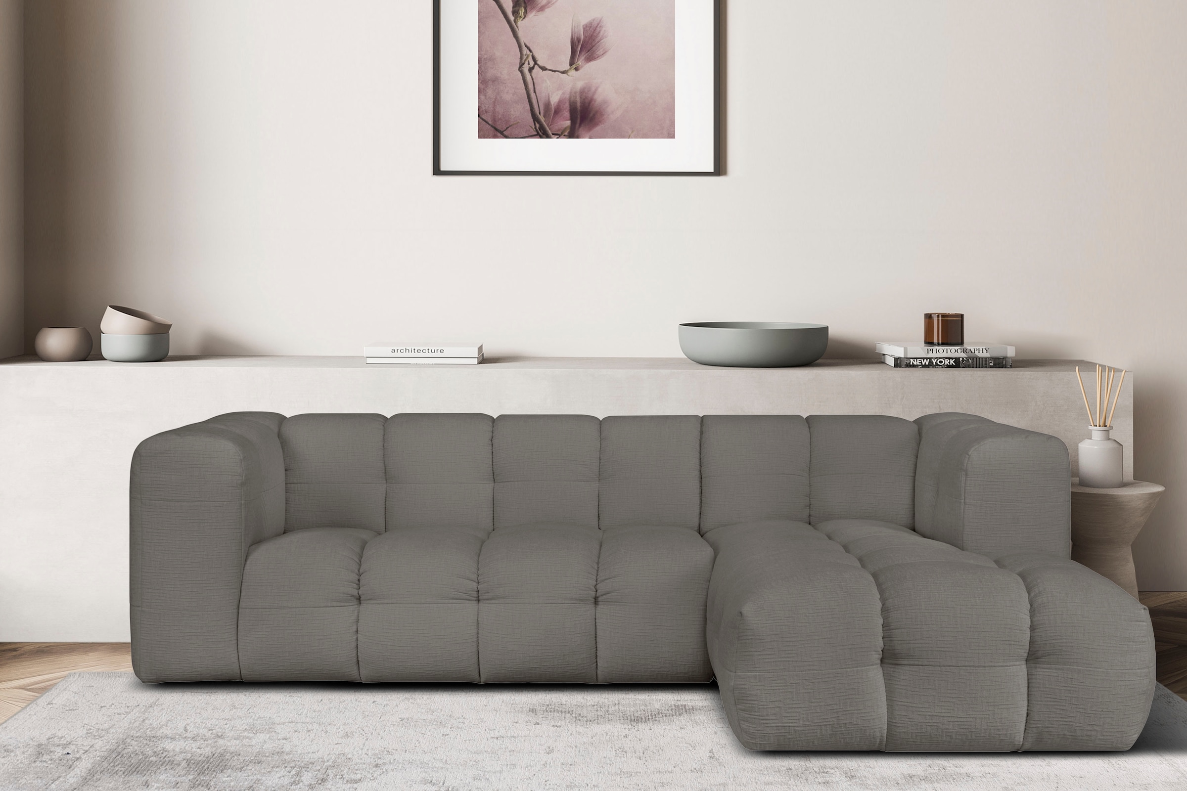 LeGer Home by Lena Gercke Ecksofa »TALISHA L-Form Designersofa, moderne Steppung, B/T/H: 276/178/75 cm«, moderne Steppung, hoher Sitzkomfort