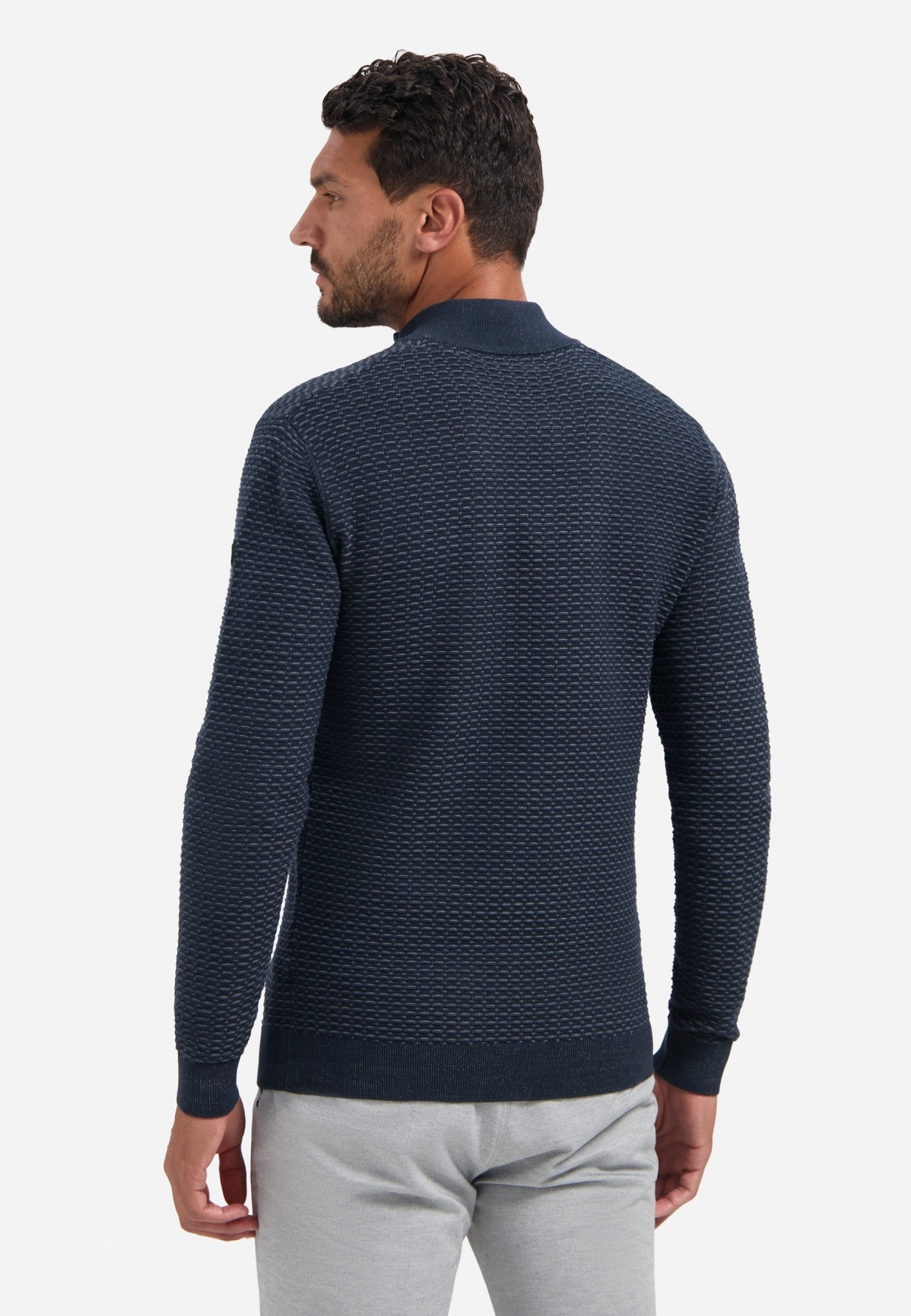 NO EXCESS Stehkragenpullover »No Excess Waffelstrickpullover mit Half-Zip«