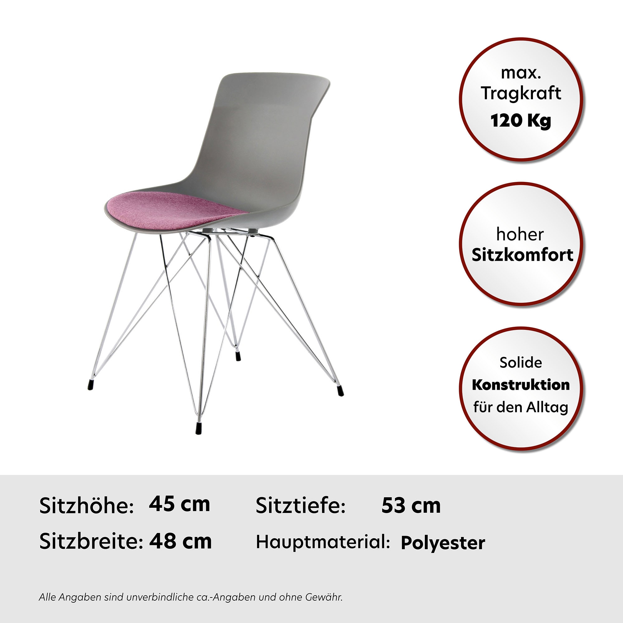 Kayoom Stuhl »Emily 110 2er-Set, zeitloses Design, stilvolle Farbkombination«, (Set), 2 St., Polyester, pflegeleicht, strapazierfähig, für jede Einrichtung geeignet