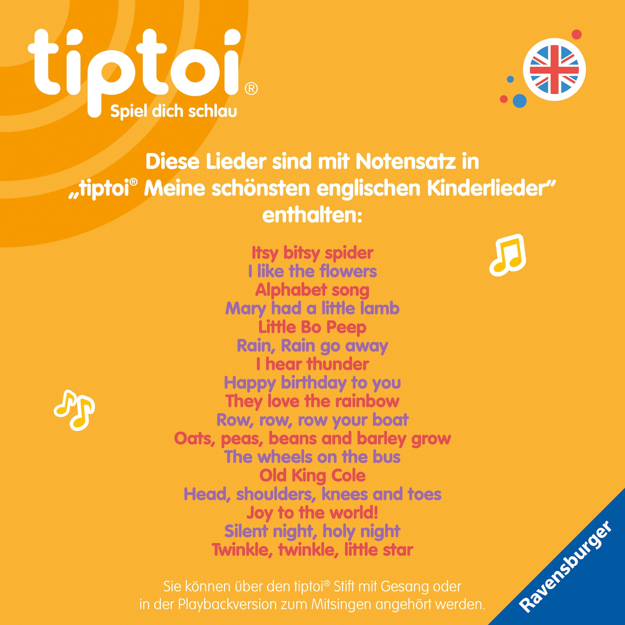 Ravensburger Buch »tiptoi® Meine schönsten englischen Kinderlieder«, Made in Europe