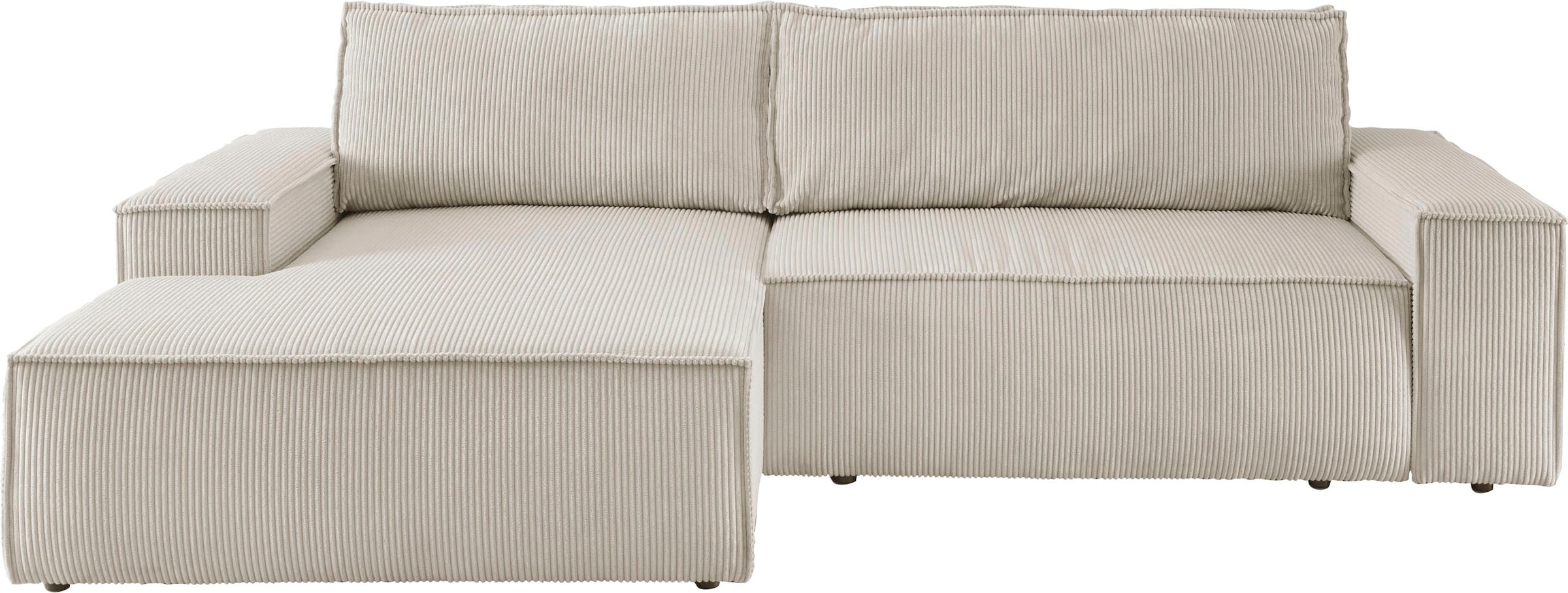 Home affaire Ecksofa SHERWOOD Schlafsofa 267 cm, L-Form, Schlaffunktion mit Bettkasten (210x136 cm), Cord, Vintage, Samtvelours