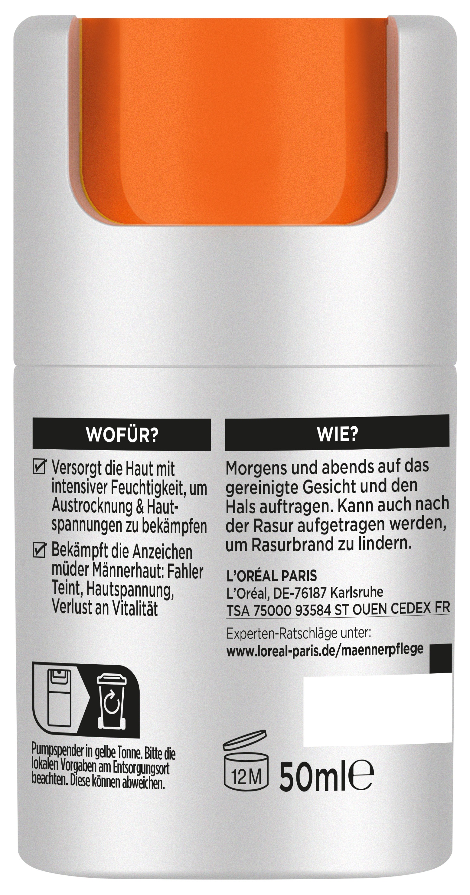 L'ORÉAL PARIS MEN EXPERT Gesichtsgel »Comfort Max Feuchtigkeitspflege« für trockene Haut, feuchtigkeitsspendend, nicht klebend