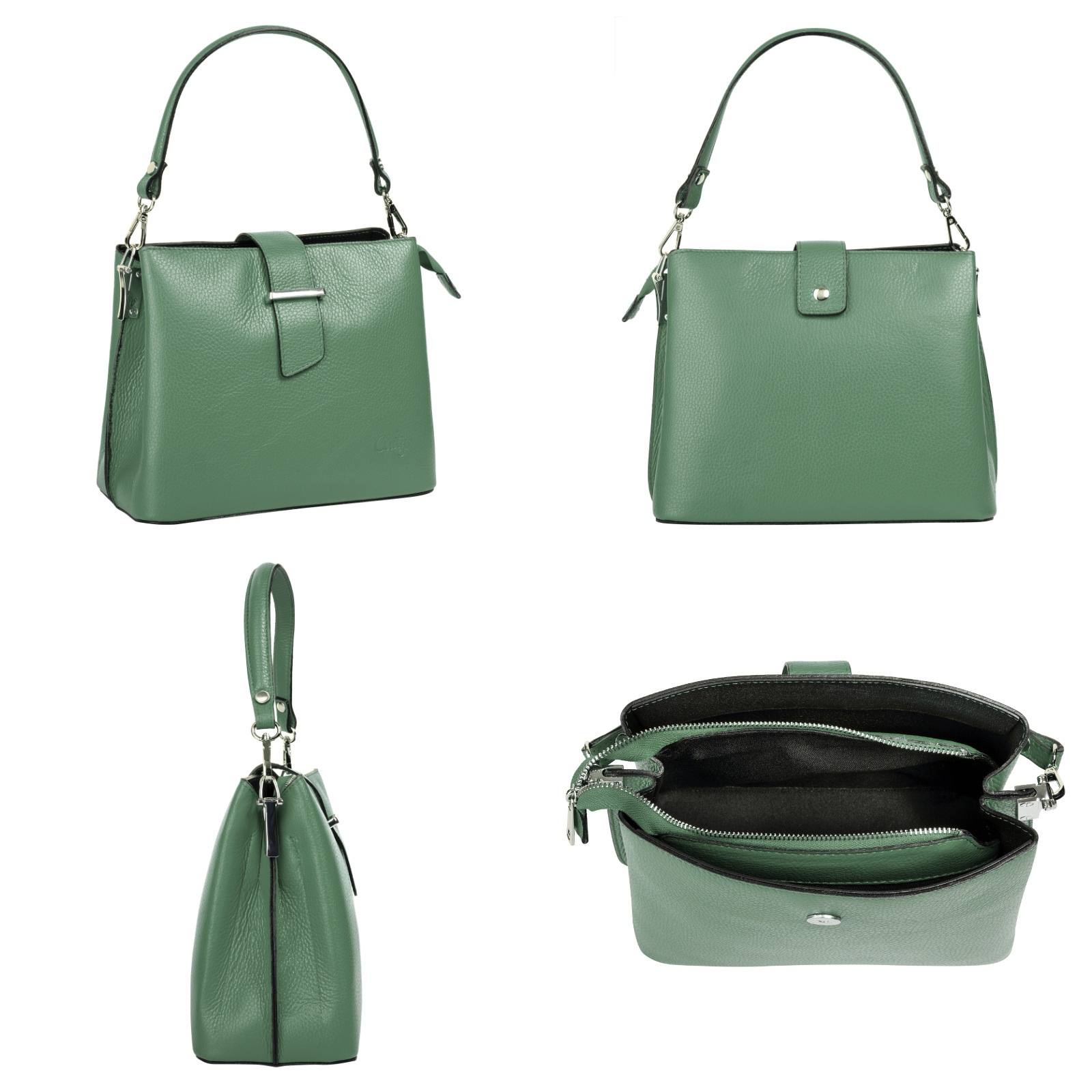 Cluty Henkeltasche, echt Leder, Made in Italy