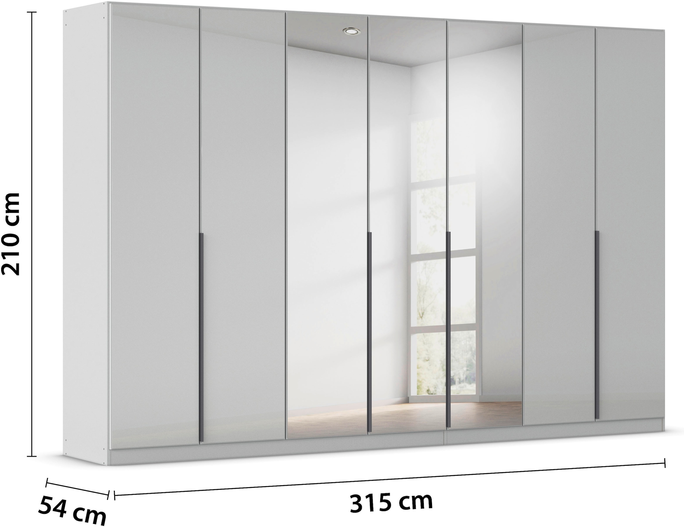 rauch Drehtürenschrank »Kleiderschrank Kleiderschränke Schrank Garderobe AGORDO mit Glasfront«, (in zwei Griff-Farben), durchdachte Innenausstattung, in 6 Breiten und 2 Höhen MADE IN GERMANY
