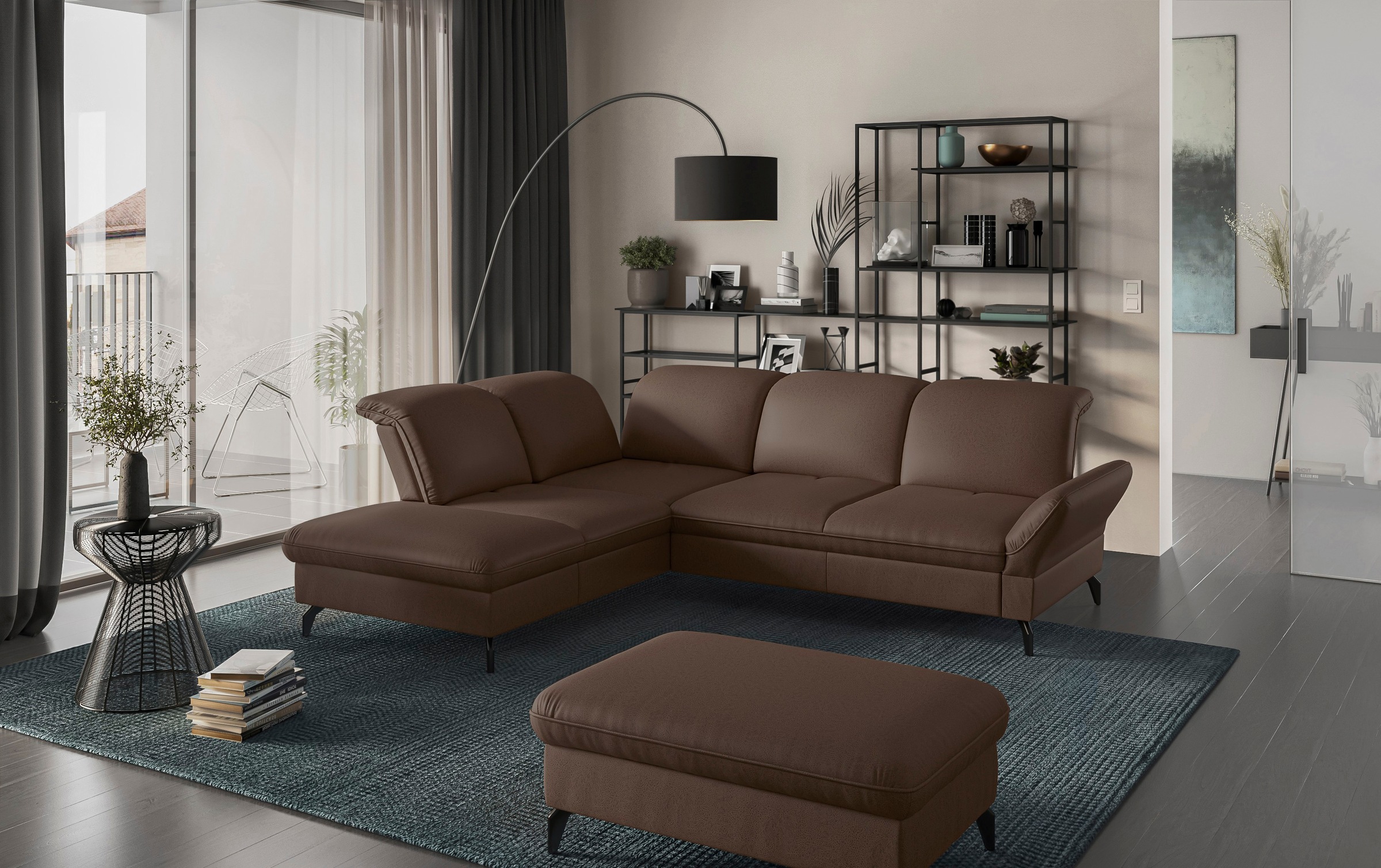 sit&more Ecksofa »Leandro L-Form«, Wahlweise mit Bett-, Kopfteil - und Armlehnfunktion, sowie Stauraum