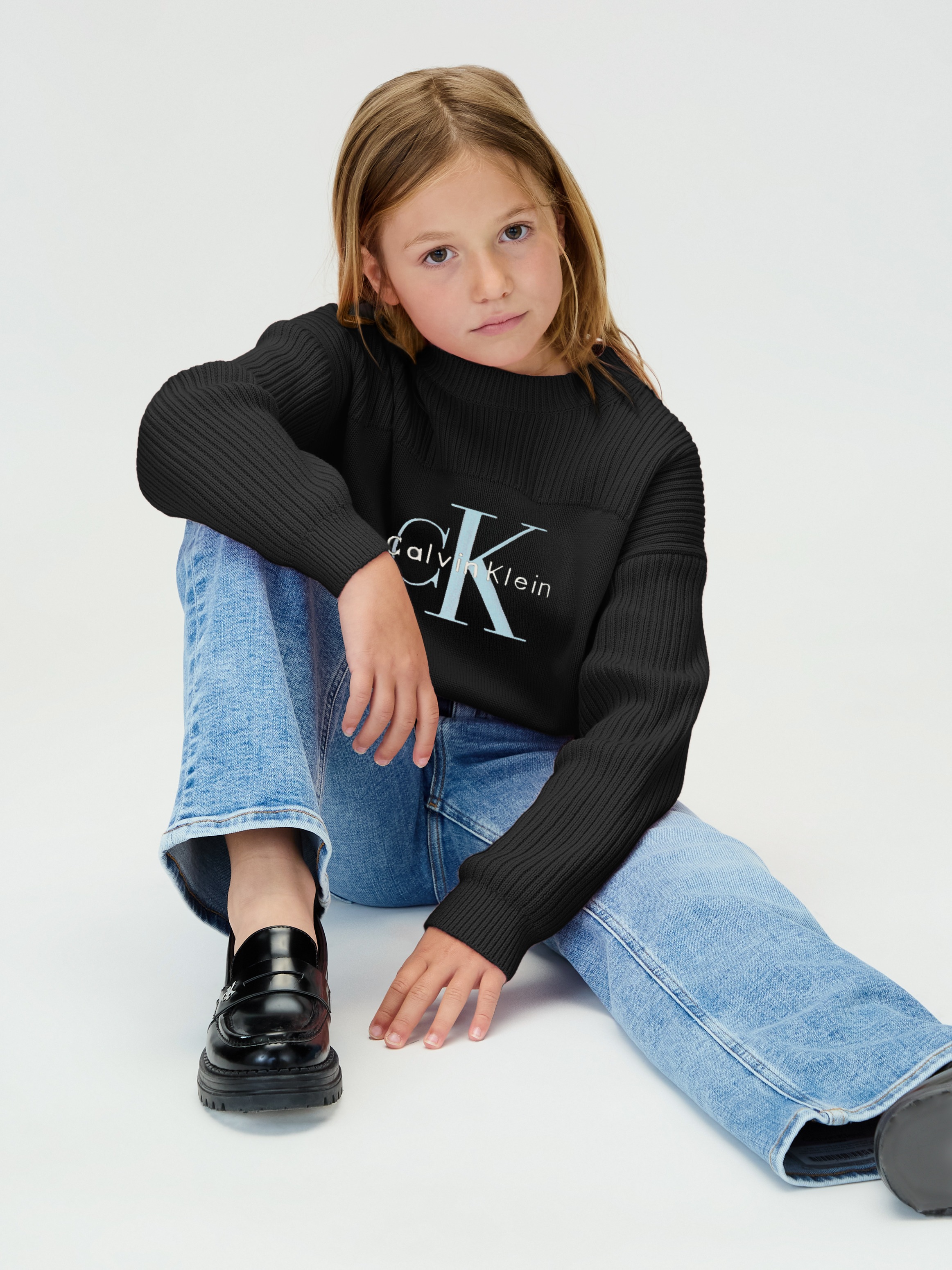 Calvin Klein Jeans Strickpullover »MONOLOGO CN SWEATER« für Kinder bis 16 Jahre, Logo-Stickerei