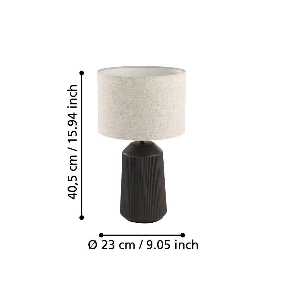 EGLO Tischleuchte »CAPALBIO«, 1 flammig, Leuchtmittel E27 | ohne Leuchtmittel, Nachttischlampe, Keramik in Grau und Textil in Beige, E27 Fassung