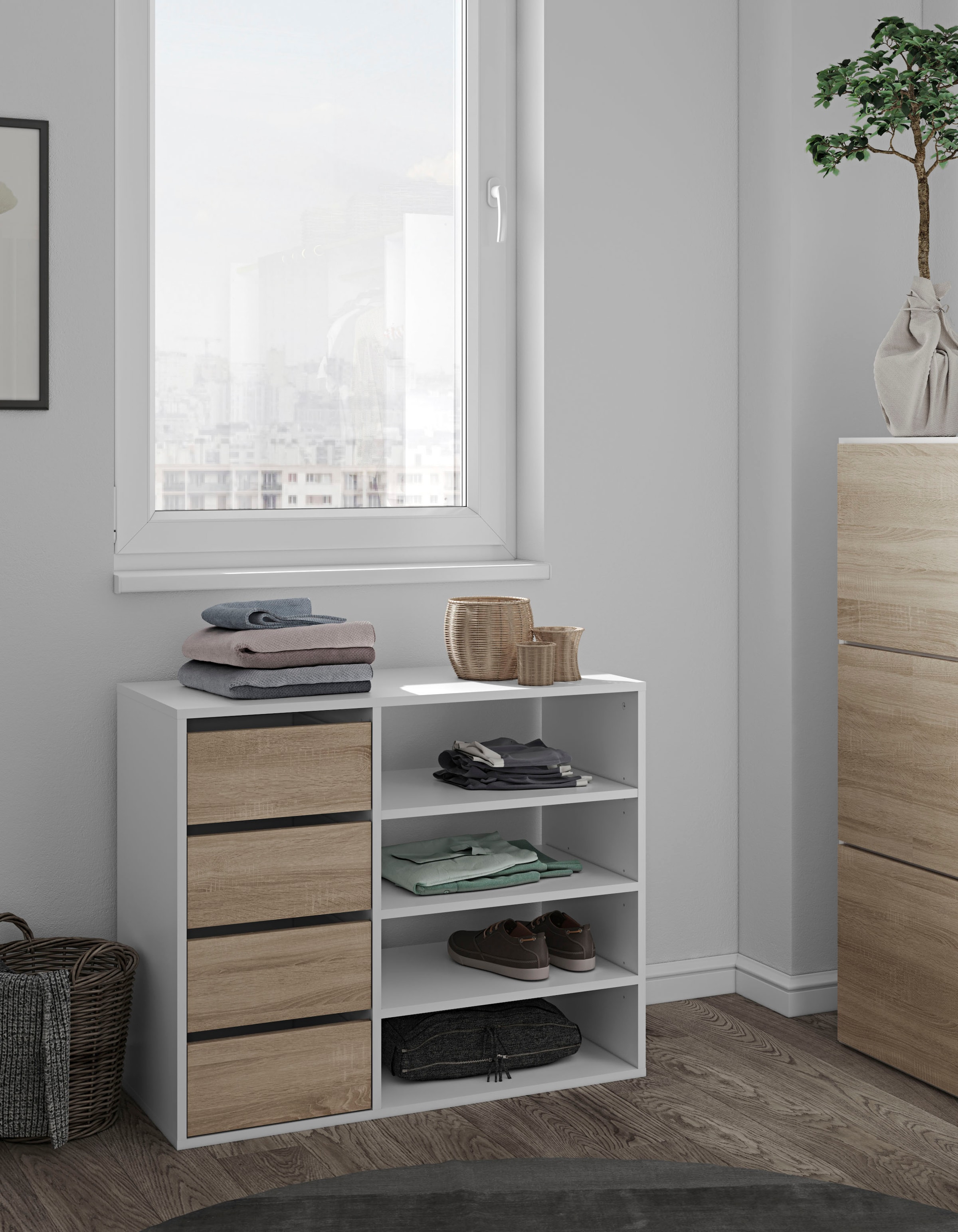 TemaHome Kleiderschrank »Tom«, ausziehbarer Kleiderschrank, Vorhang und viele Fächer, Höhe 181 cm