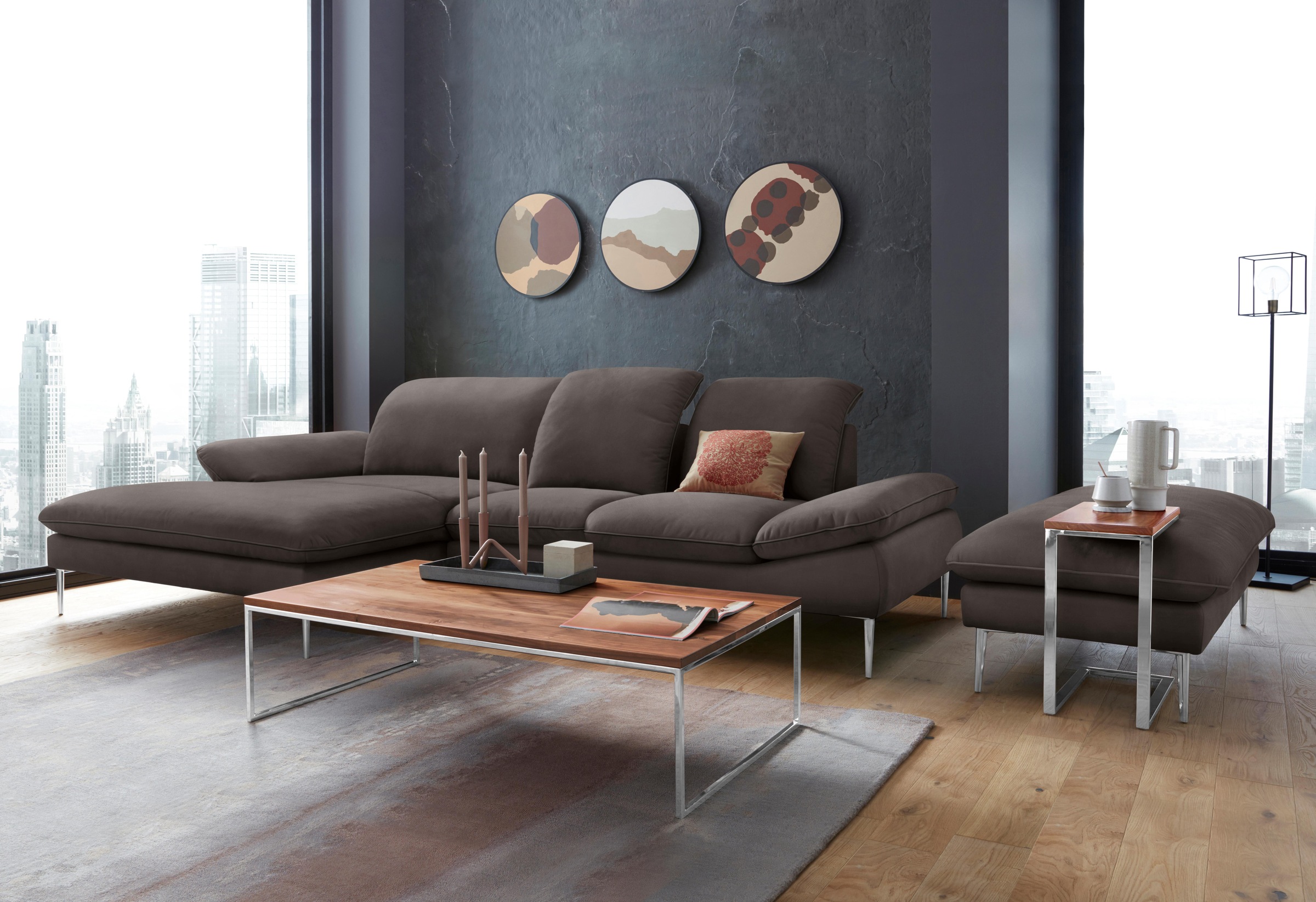 W.SCHILLIG Hocker »enjoy&MORE«, Füße Chrom glänzend, Breite 151 cm