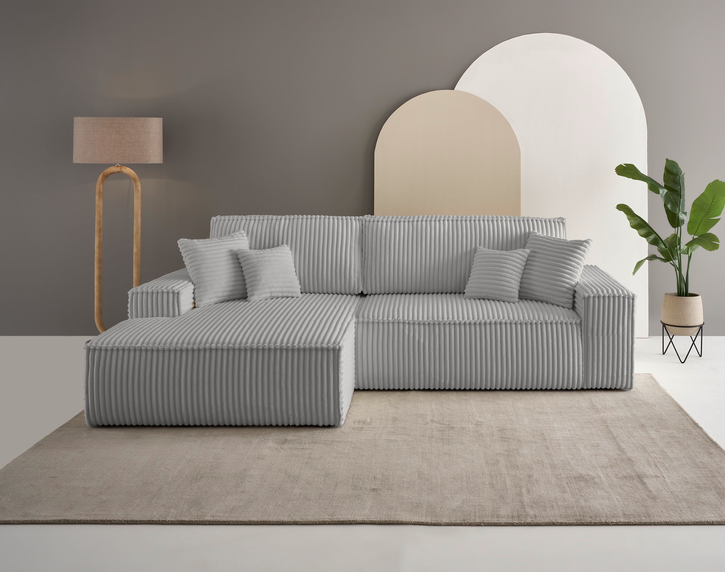 andas Ecksofa »FINNLEY Schlafsofa 267 cm, L-Form mit Schlaffunktion & Bettk günstig online kaufen