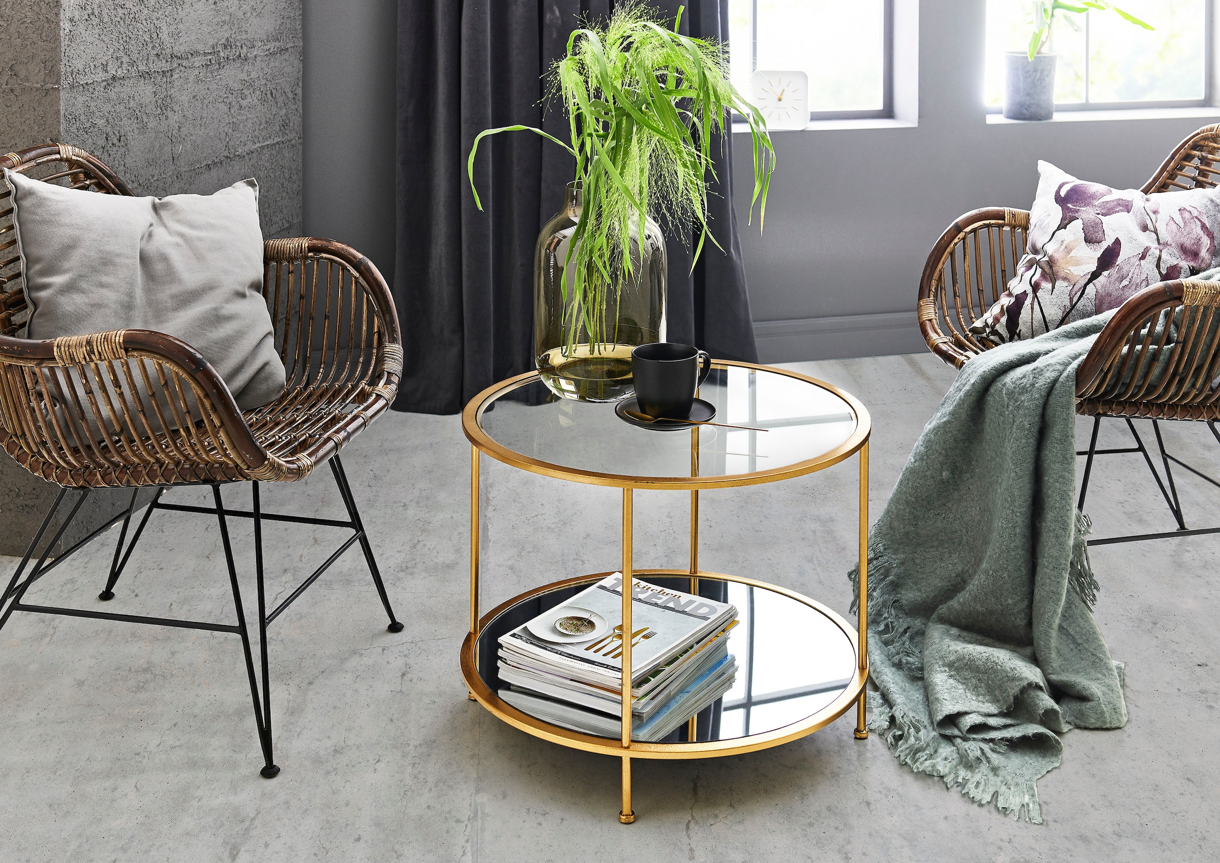 HAKU Beistelltisch »Sofatisch, Wohnzimmertisch« 1 Stk. tlg. rund - aus Metall Gold - Ø/H 60/45 cm