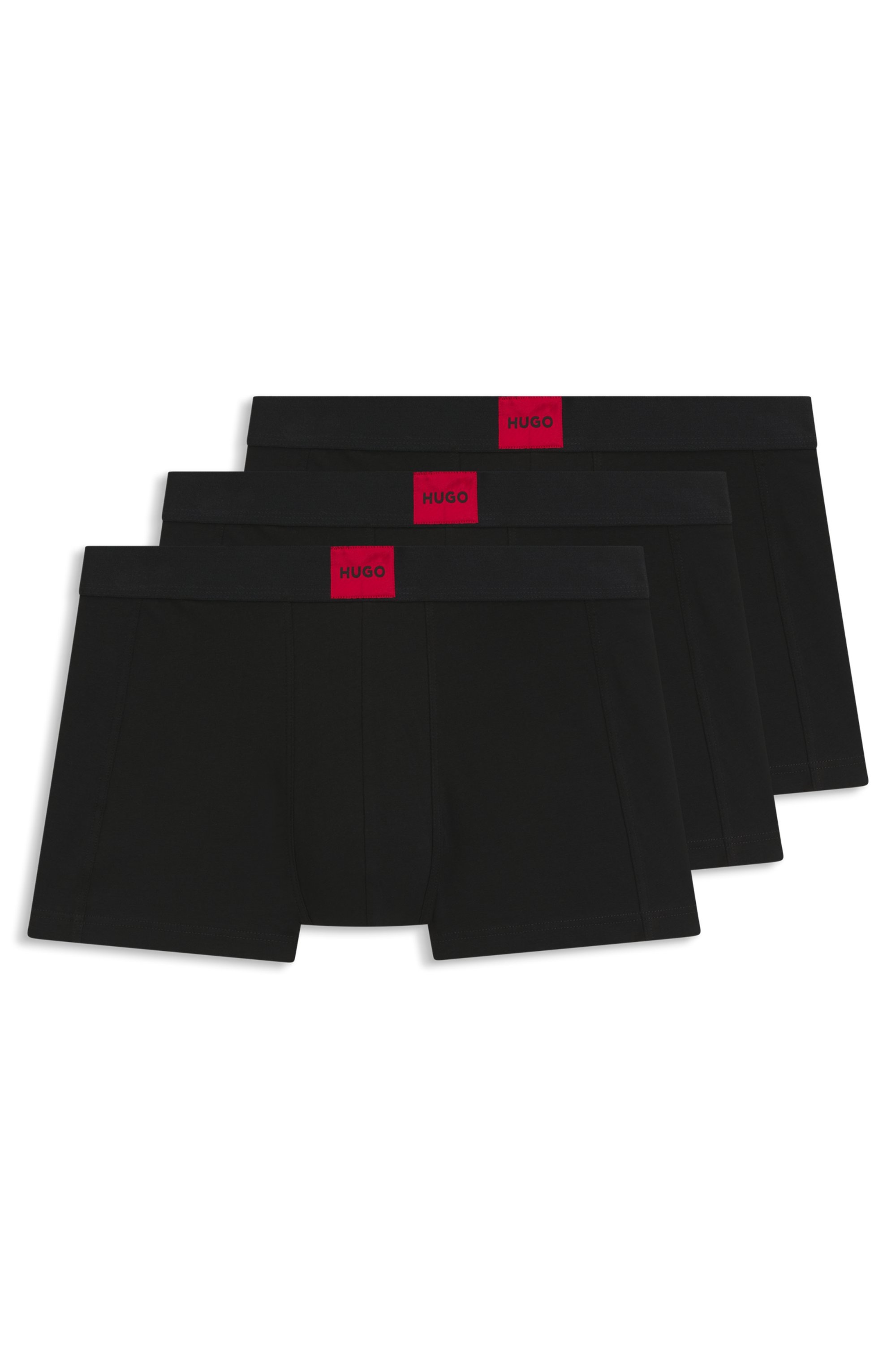 HUGO Underwear Trunk, (Set, 3 St.), mit kontrastfarbenen Logobadge