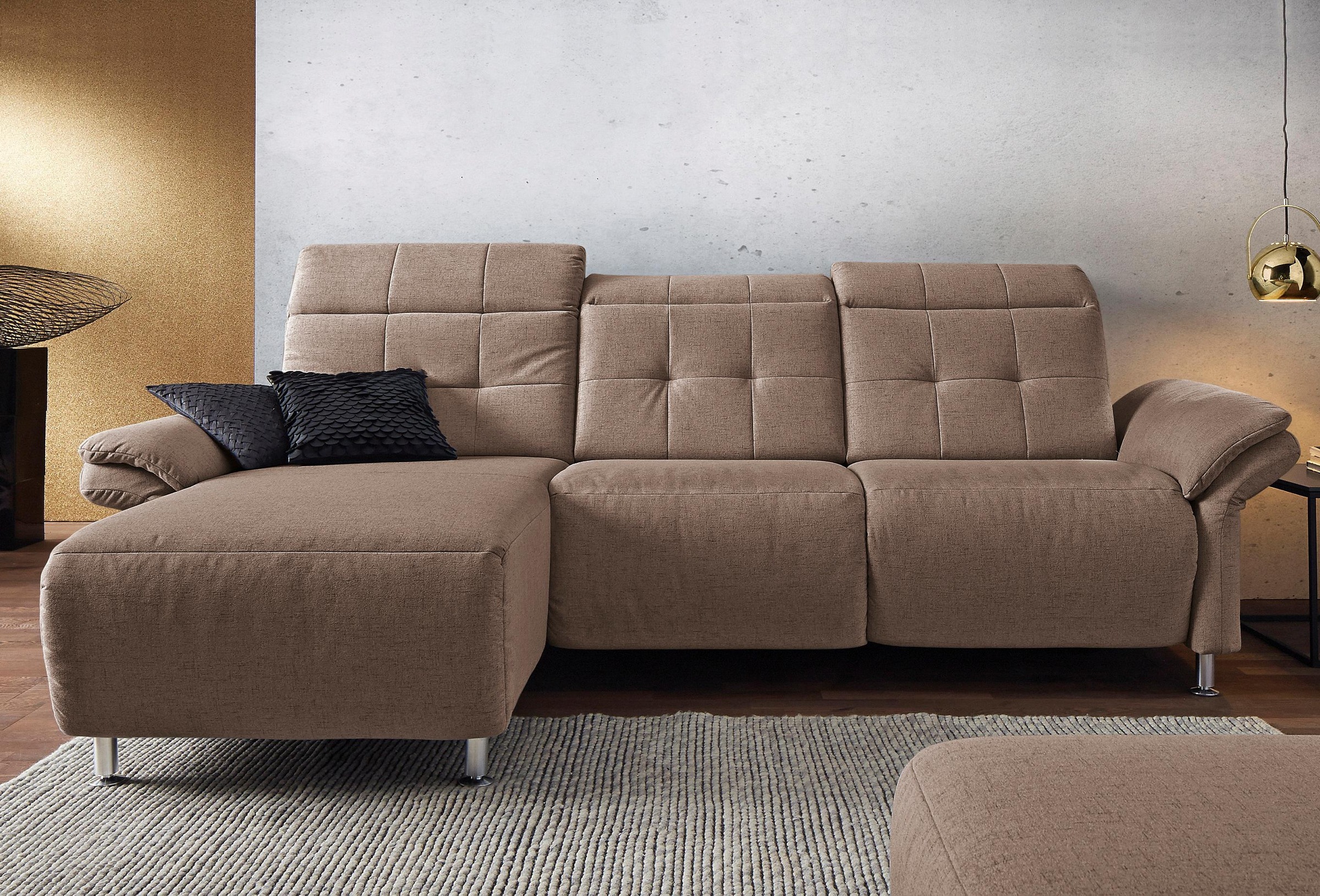 Places of Style Ecksofa »Manhattan L-Form«, 2 Sitze mit elektrischer Relaxfunktion, verstellbare Armlehnen