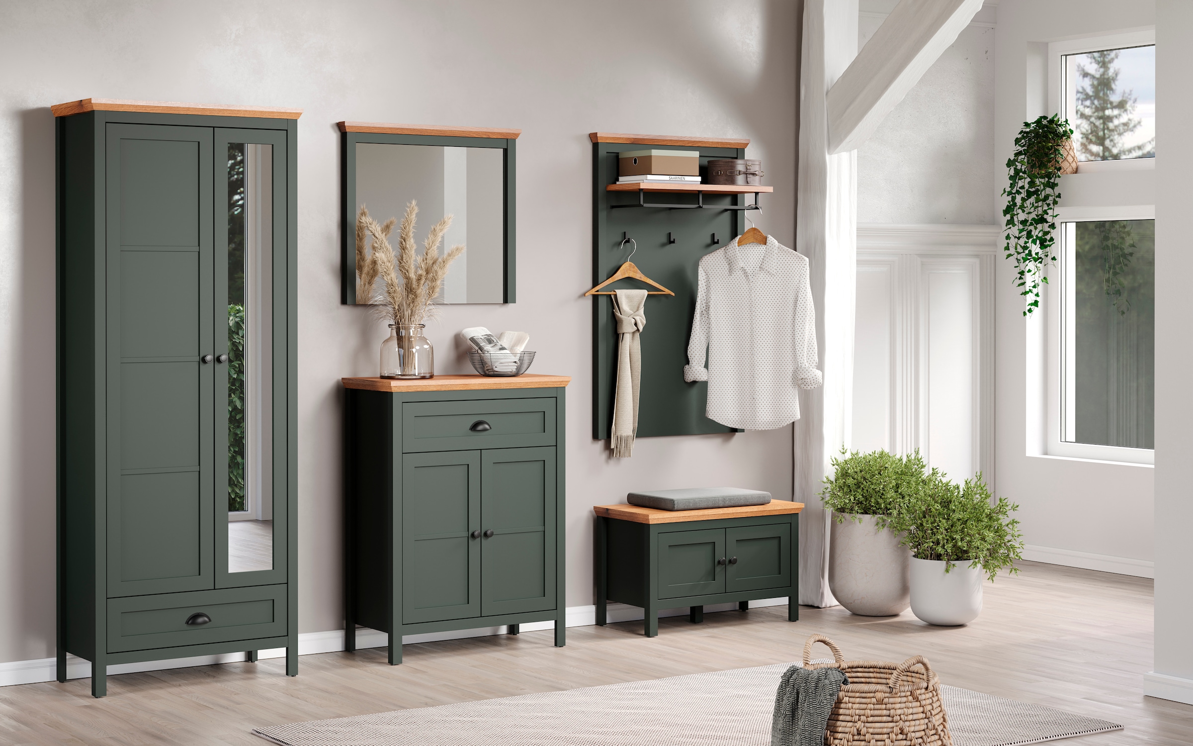 Home affaire Schuhbank »Vienna«, (1 St.), Schuhschrank im Landhausstil, Echtholzoptik, Breite 77 cm