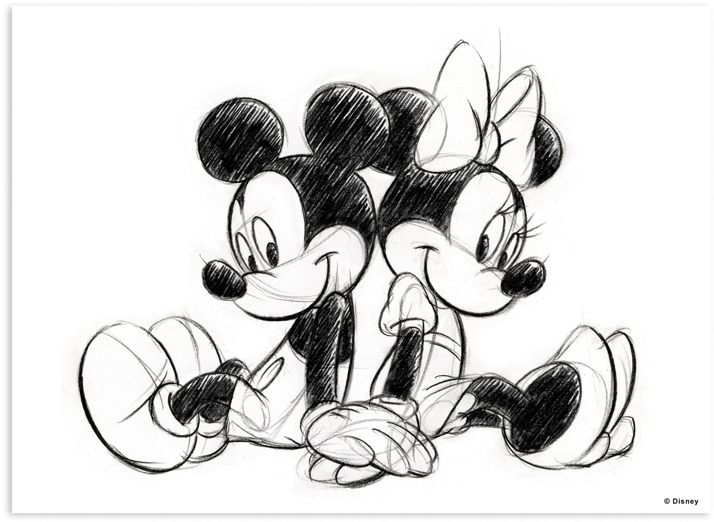 Disney Leinwandbild "Mickey Minnie Sketch Sitting", (1 St.) günstig online kaufen