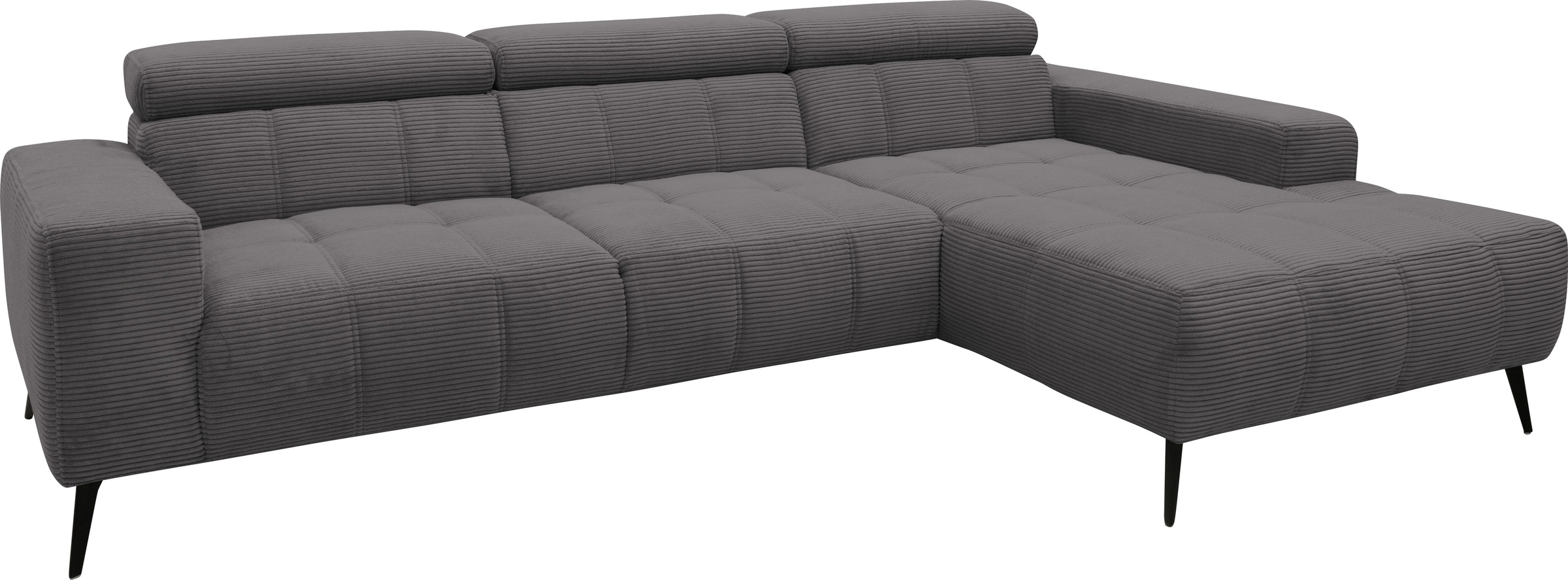 DOMO collection Ecksofa »Trento L-Form, mit Kufenfuß oder Einzelfuß«, wahlweise mit Kopfteilverstellung, Recamiere links/rechts bestellbar