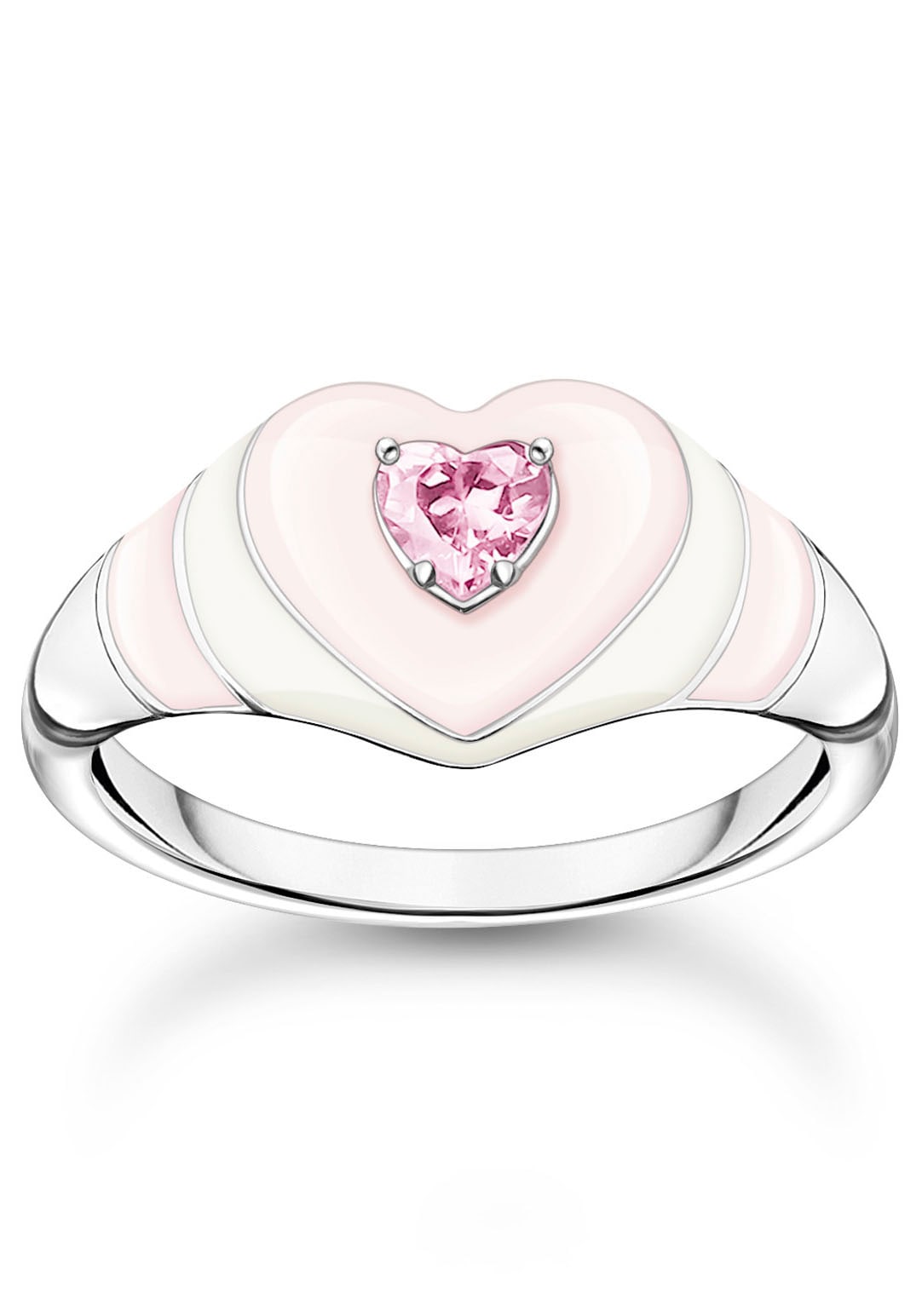 THOMAS SABO Fingerring »Herz mit pinkem Stein, TR2435-041-9-52,54,56,58«, mit Zirkonia (synth.)
