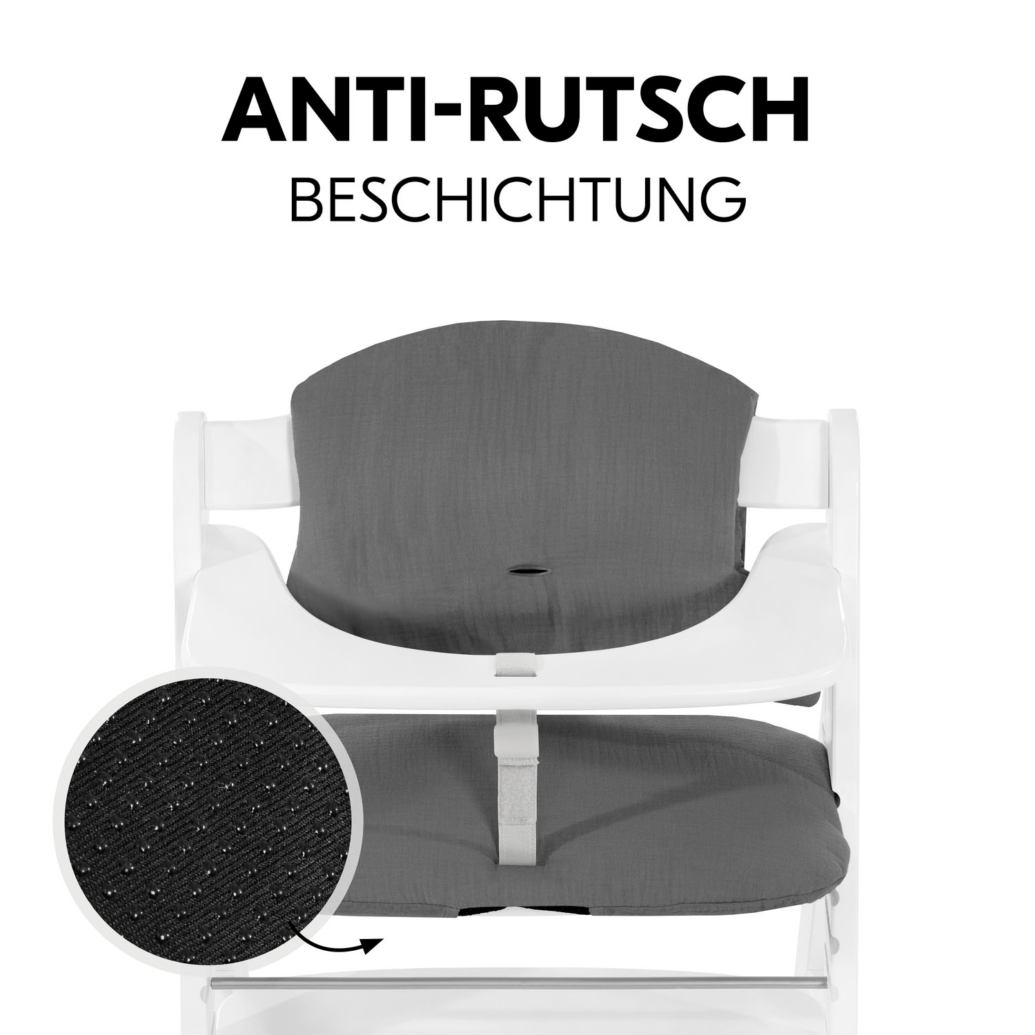 Hauck Kinder-Sitzauflage »Highchair Pad Select Muslin, dark Grey«, für die hauck Holzhochstühle Alpha+, Beta+ und Arketa