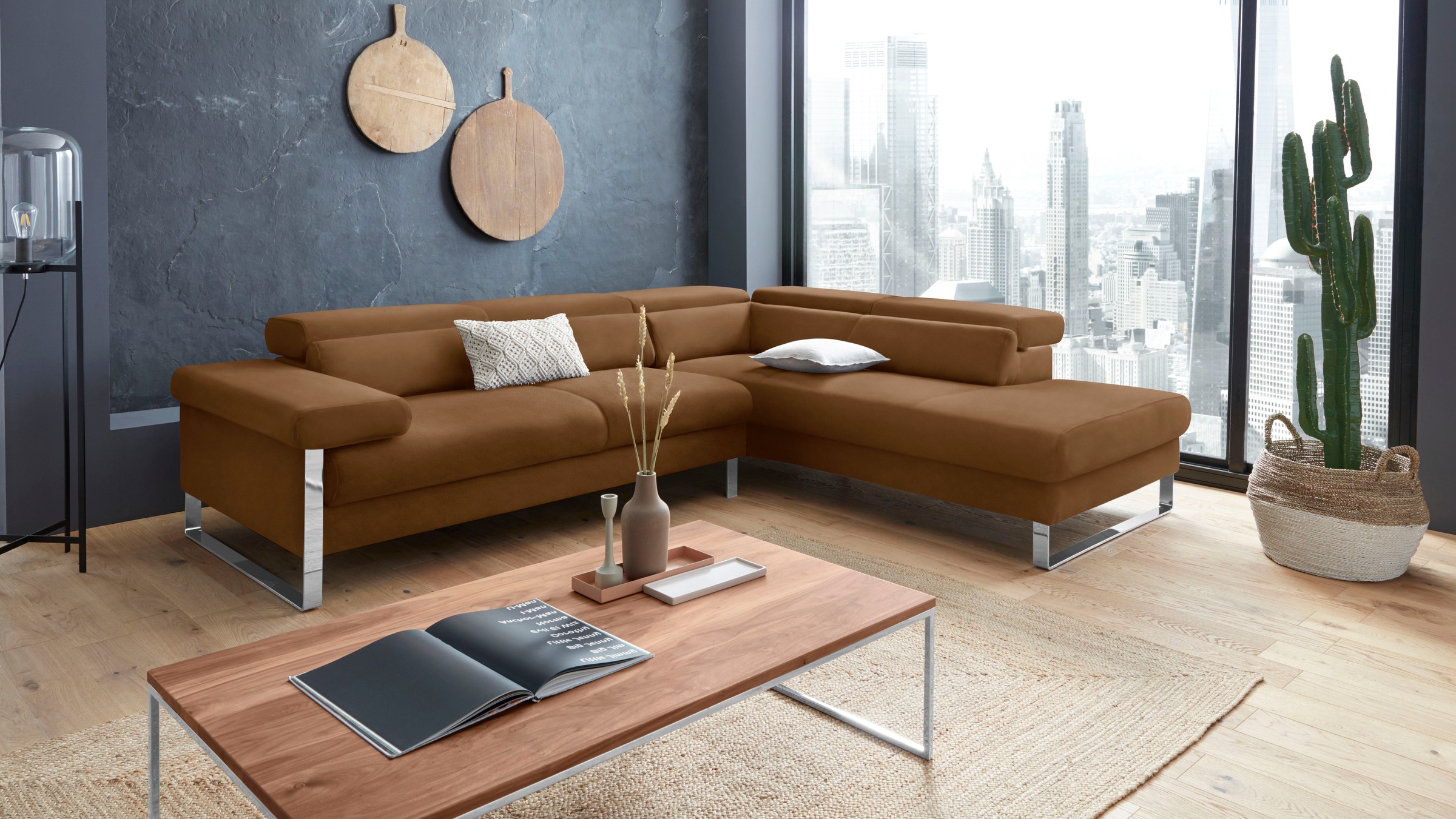W.SCHILLIG Ecksofa »finn, toller Sitzkomfort, L-Form, hochwertige Verarbeitungsdetails«, German Design Award 2016, Fußgestell Chrom glänzend, Breite 281 cm