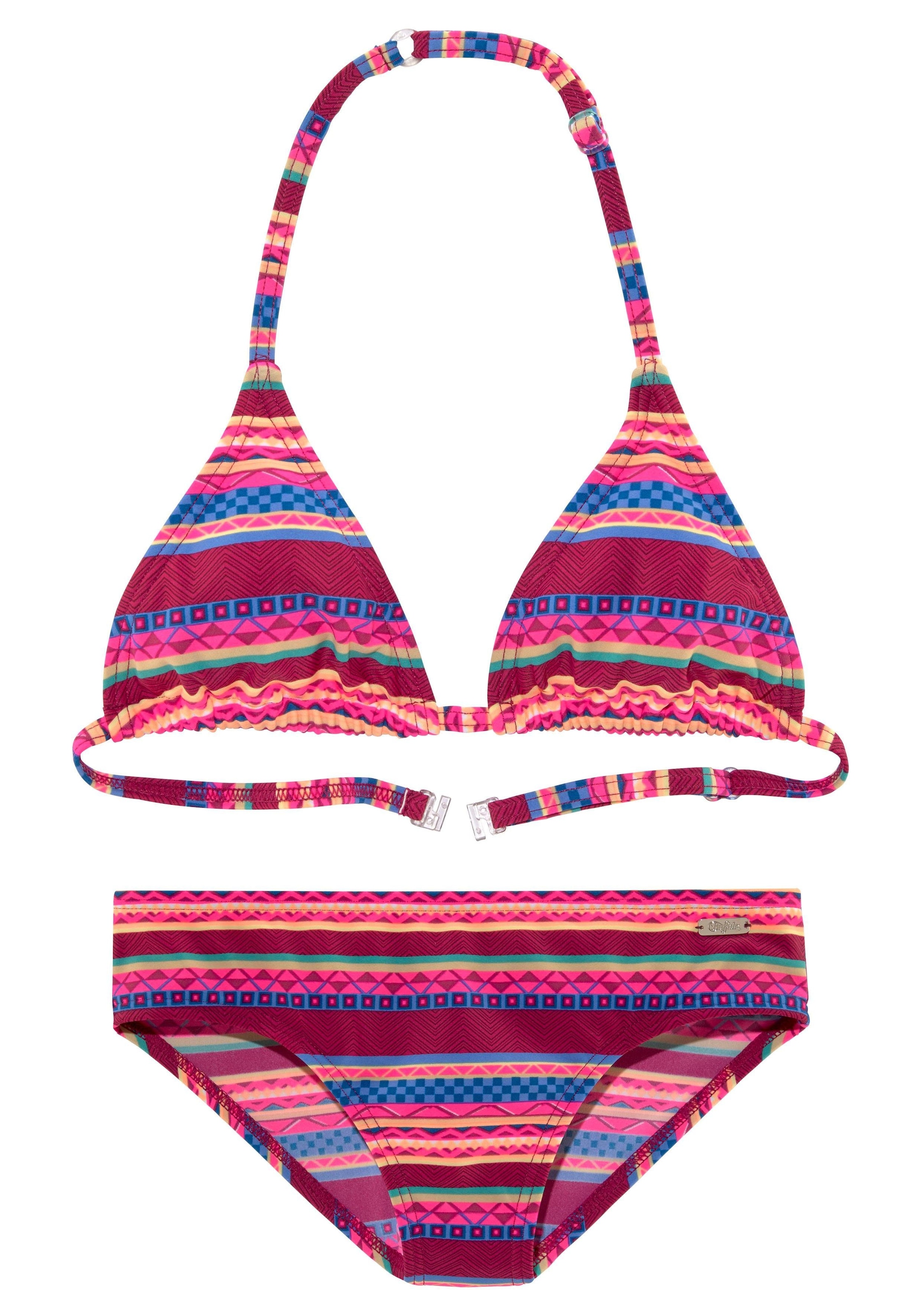 BUFFALO Triangel-Bikini »Lux Kids« mit abstraktem Druck bordeaux 122/128 - N-Gr N-Gr 122/128 Im coolen Design