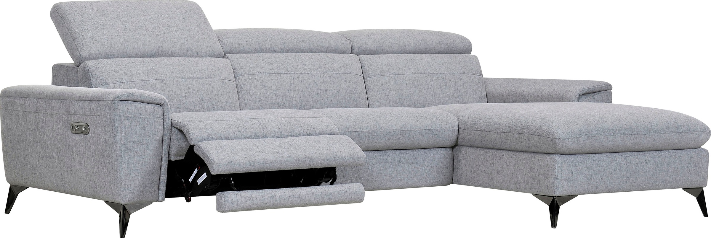 Places of Style Ecksofa »Theron, L-Form, 263 cm,«, elektrische Relaxfunktion, USB-Anschluss, manuelle Kopfteilverstellung