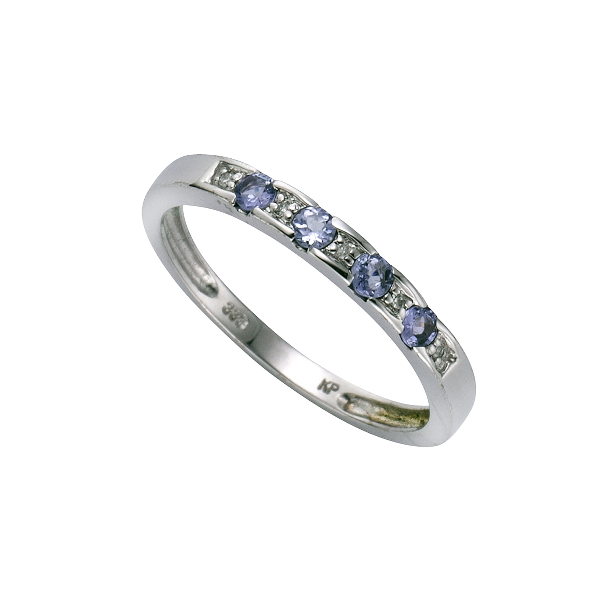 K. Fingerring „333/- Weißgold Tansanit Diamant 0,025ct.“ weiß + weiß + blau 0,025 ct P2 = erkennbare Einschlüsse 058 (18,5) – 0,025 ct P2 = erkennbare Einschlüsse