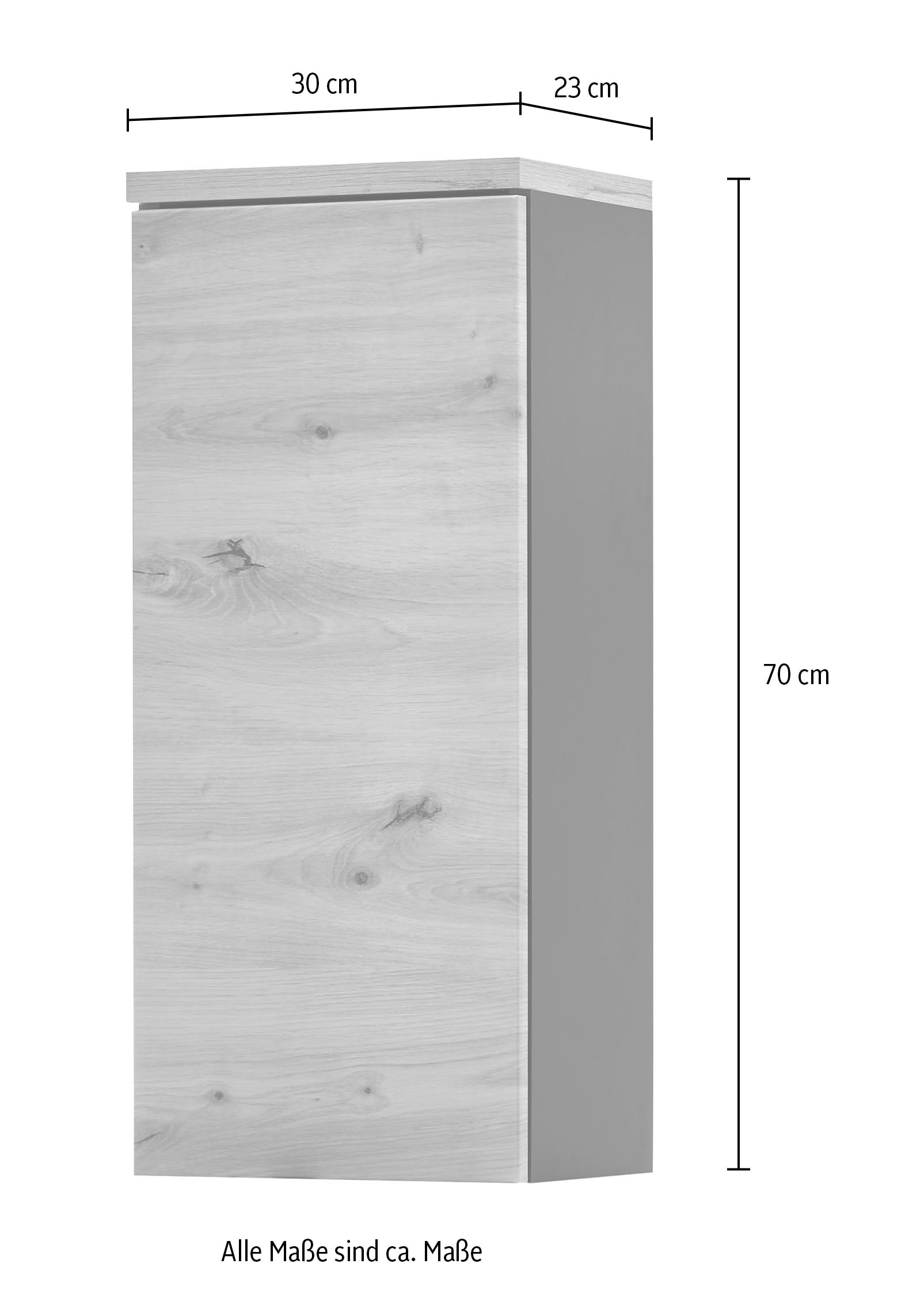 BASIC by Balculina Hängeschrank »Memphis, Badezimmerschrank BxHxT 30x70x23«, (1 St.), Breite 30 cm, Tür L/R montierbar, Softclose