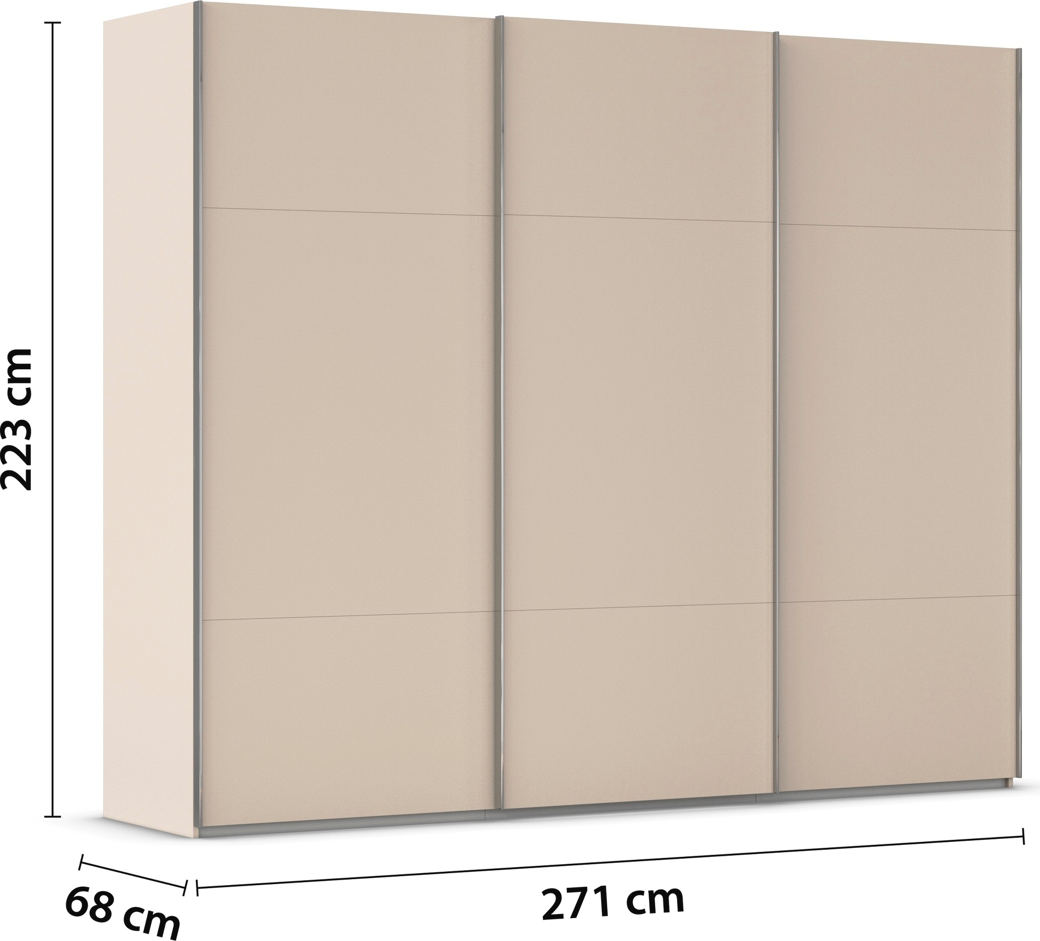 rauch Schwebetürenschrank »Kleiderschrank Schrank Garderobe Schlafzimmerschrank CONTIDO«, (in 3 verschiedenen Ausstattungen BASIC/CLASSIC/PREMIUM), aus hochwertigem Material in 6 Breiten 2 Griff-Farben MADE IN GERMANY