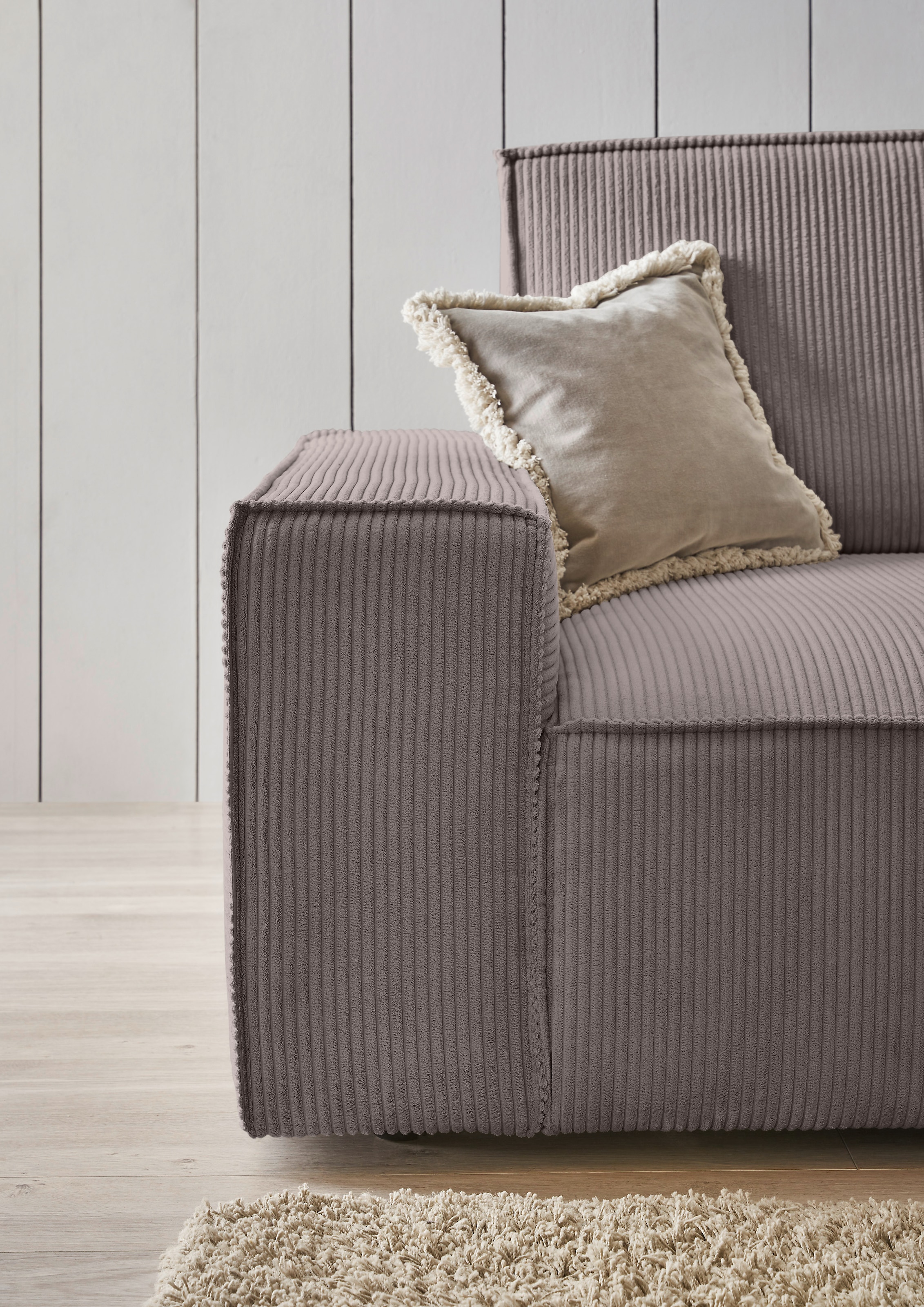 Home affaire Ecksofa »NEU: SHERWOOD XXL 284, Big-Sofa L-Form, tiefe Sitzfläche 95 cm, Cord«, Recamiere rechts/links, als Schlafsofa stellbar, Cord u. Leinenoptik