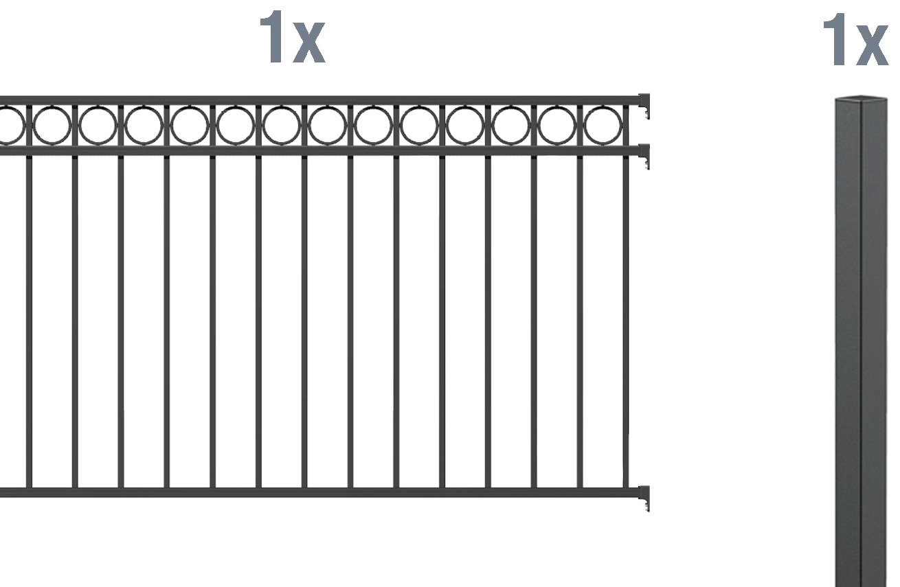 Alberts Metallzaun »Anbauset Circle«, Höhe: 100 und 120 cm, Breite: 200 cm, zum Einbetonieren