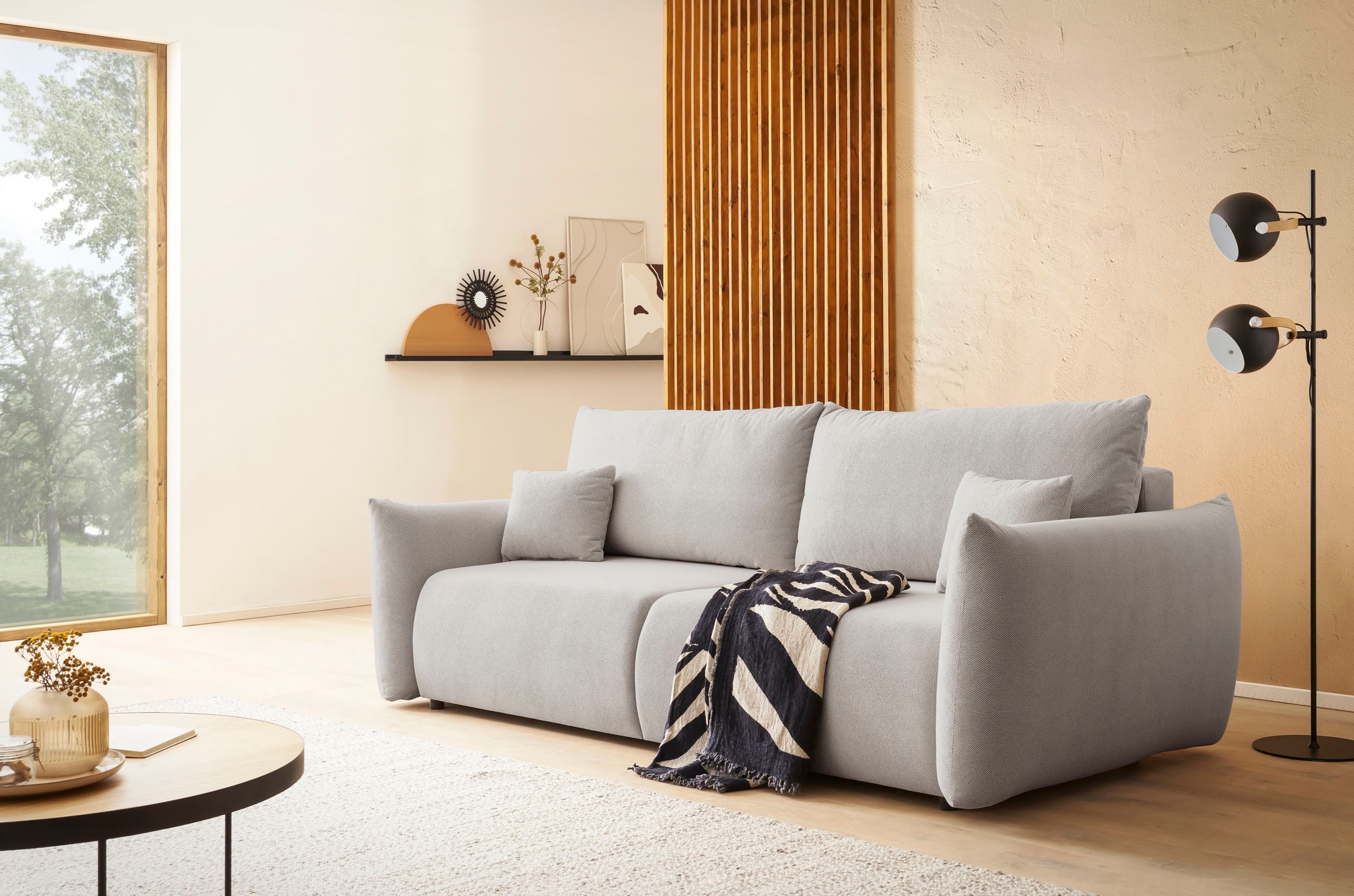 INOSIGN 3-Sitzer »MAVAS Schlafsofa mit Bettkasten«, ca.240/108cm (Liegefläche 212/145 cm), Cord, Chenille, Struktur