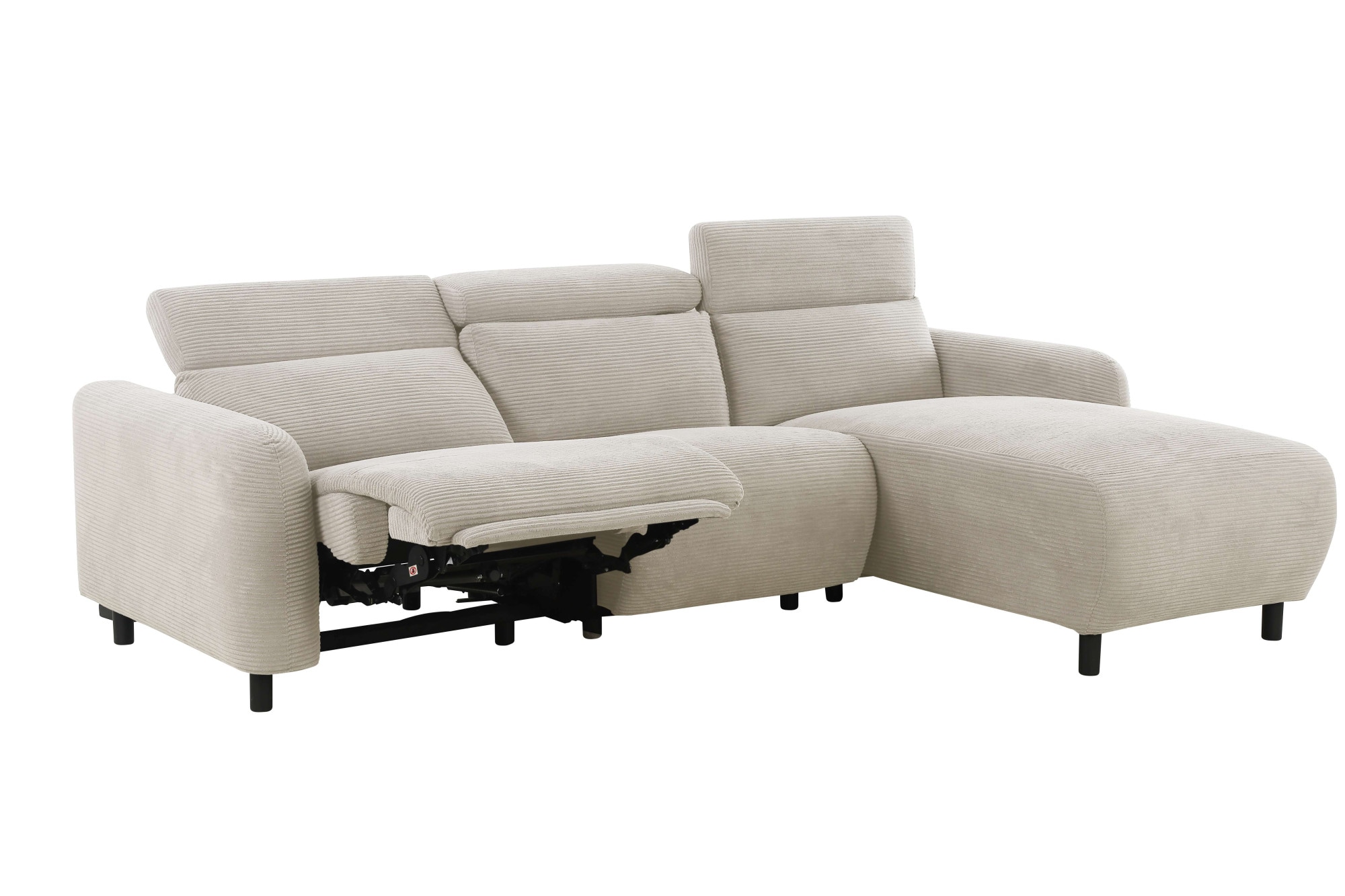 Home affaire Ecksofa »SKAANE in Cord, L-Form, 274 cm, manuelle u. elektrische Funktion,«, rundes Design, Kopfteilverstellung, Federkernpolsterung