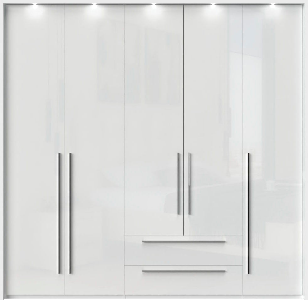 Places of Style Drehtürenschrank »Piano«, weiß, verschiedene Breiten mit 2 Schubladen, inklusive Beleuchtung