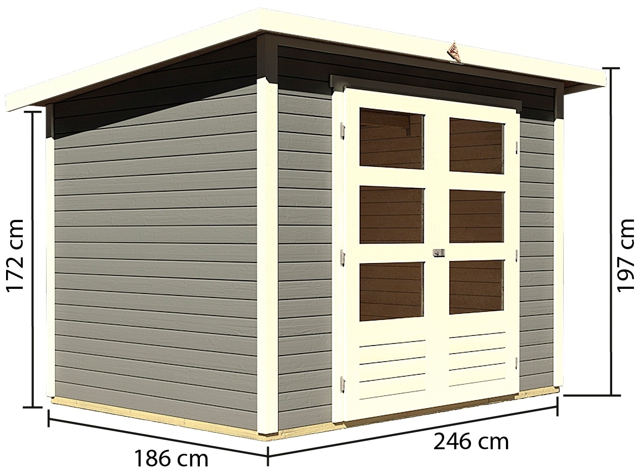 Karibu Gartenhaus »Chiemsee 3«, (Set), naturbelassen, terragrau oder anthrazit