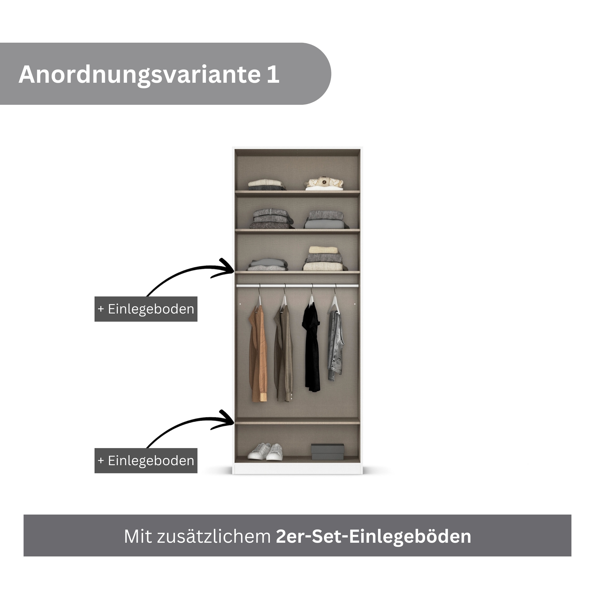 rauch Drehtürenschrank »Kleiderschrank Schrank Garderobe AGORDO TOPSELLER Schlafzimmer«, (in zwei Griff-Farben mit Dekor- oder Hochglanzfront), durchdachte Innenausstattung, in 6 Breiten und 2 Höhen MADE IN GERMANY