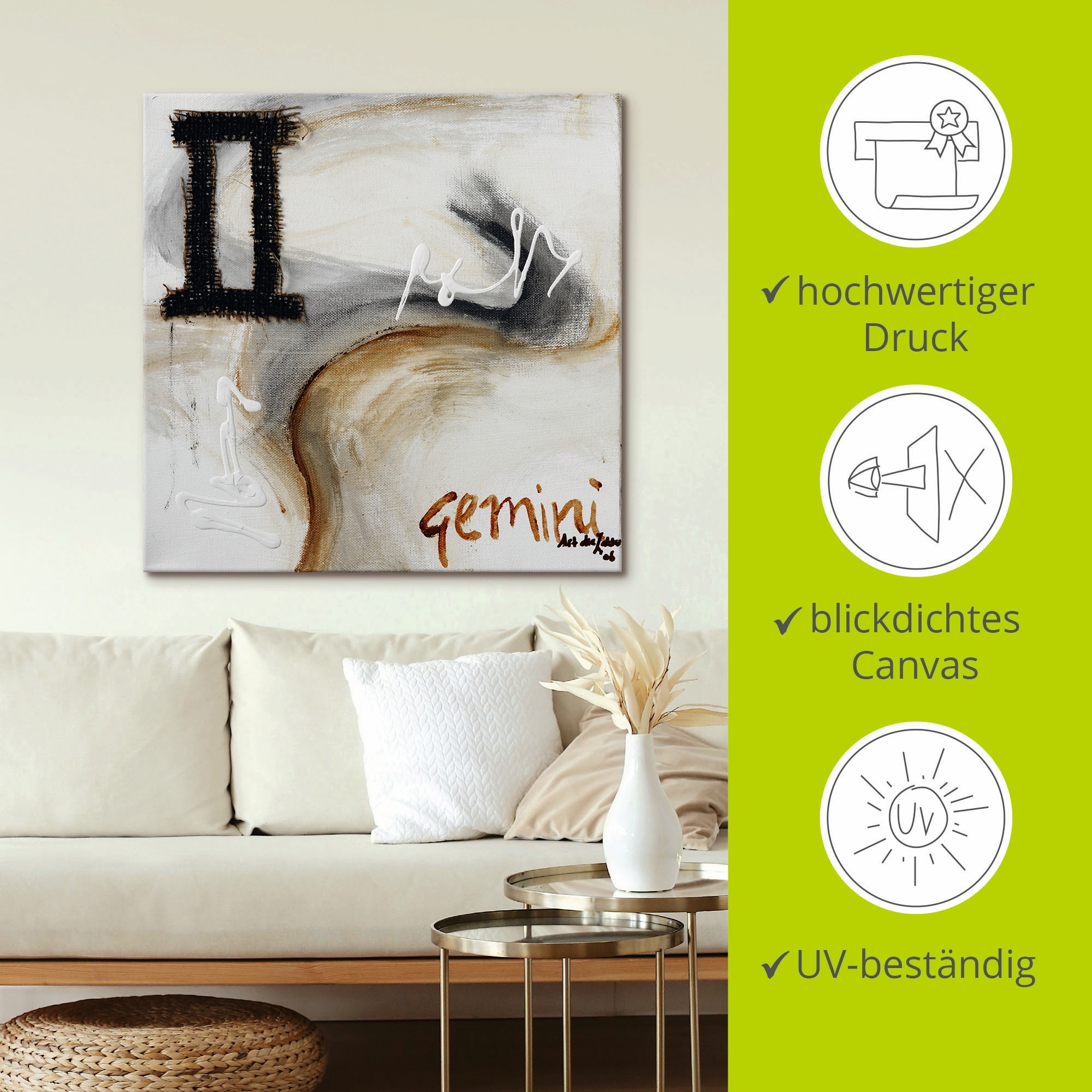 Artland Wandbild »Zwillinge«, Sternzeichen, (1 St.), als Leinwandbild, Poster in verschied. Größen