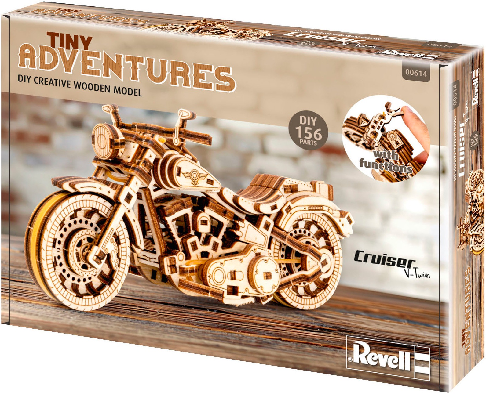 Revell® Modellbausatz »Revell Tiny Adventures, Cruiser V-Twin, Motorrad-Bausatz aus Holz« 1:13 Made in Europe, FSC® - schützt Wald