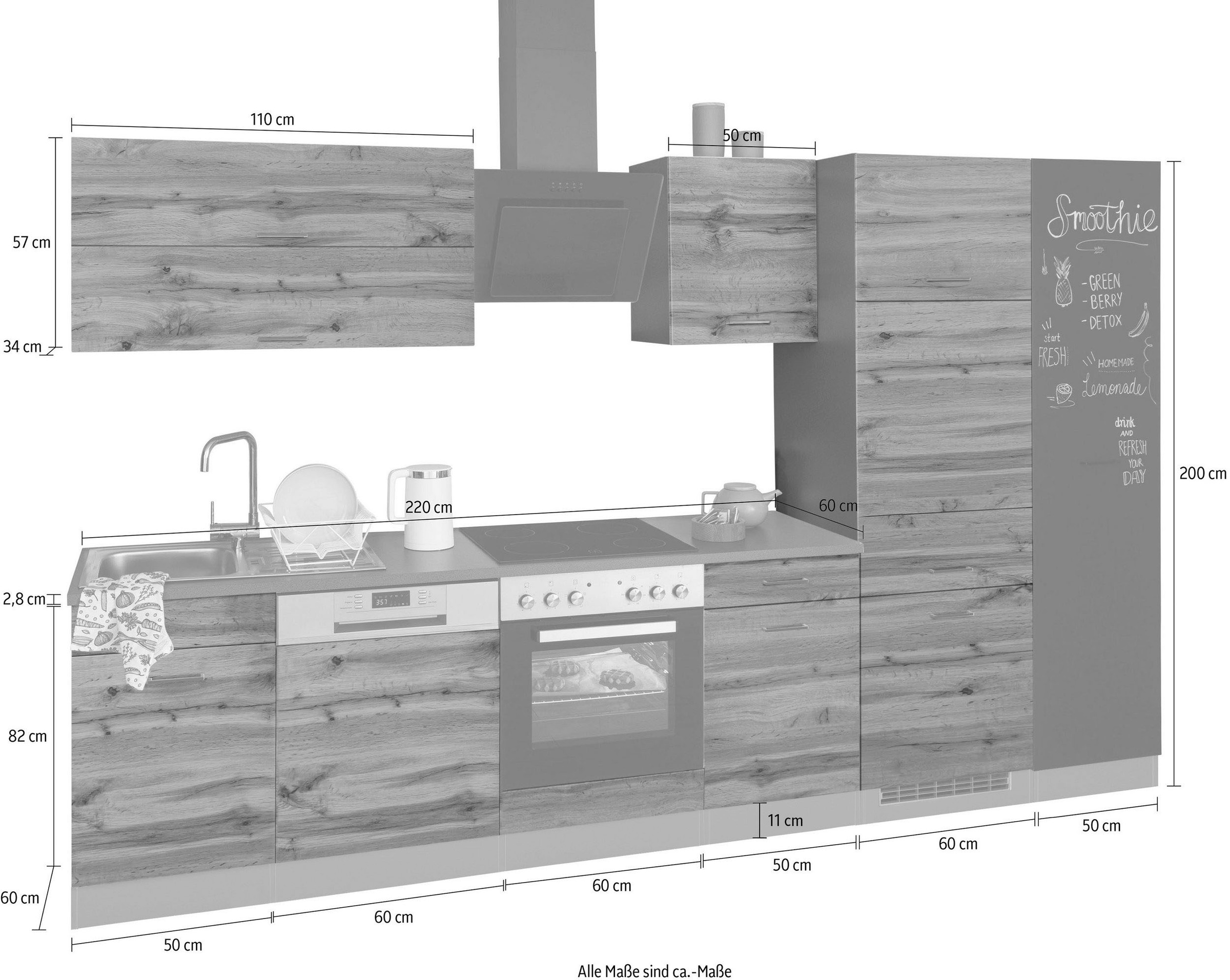 KOCHSTATION Küchenzeile »KS-Trier«, mit E-Geräten, Breite 330 cm