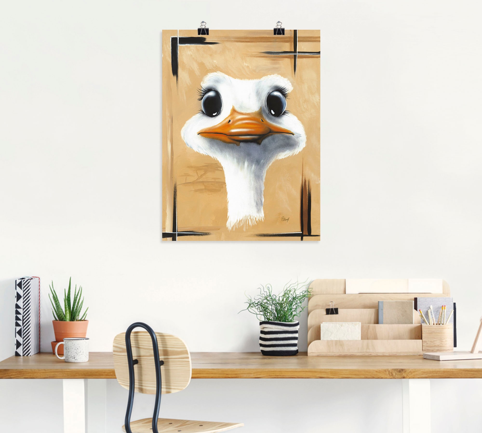 Artland Poster »Lustiger Strauß« Vogelbilder 1 Stk. tlg. ohne Rahmen