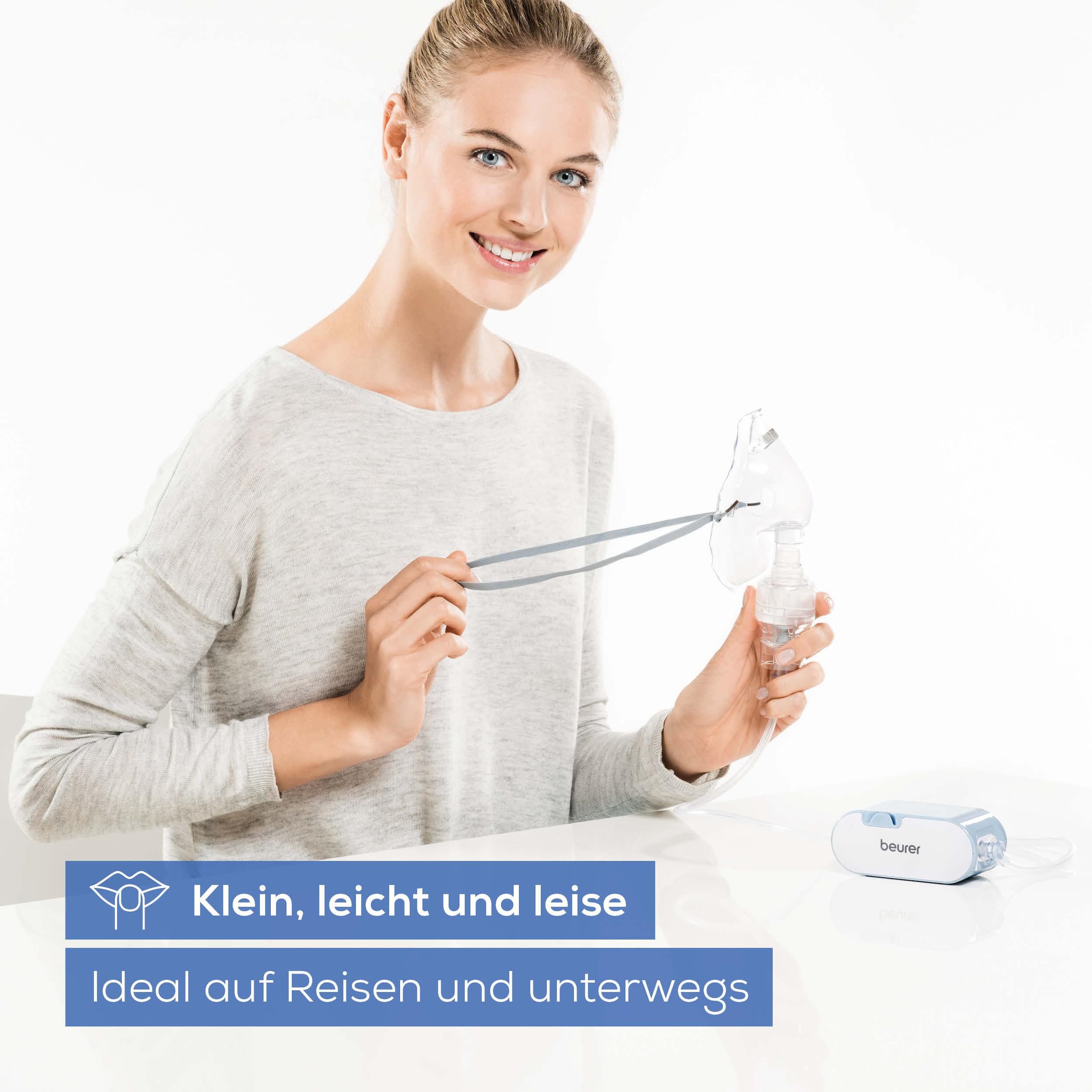 BEURER Inhalationsgerät »IH 60 zur Behandlung der oberen und unteren Atemwege«, Entspannte Anwendung durch flüsterleisten Betrieb
