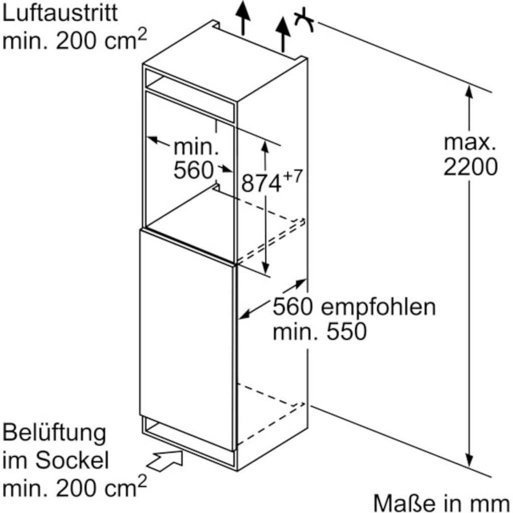 BOSCH Einbaukühlschrank »KIL22AFE0«, KIL22AFE0, 87,4 cm hoch, 55,8 cm breit
