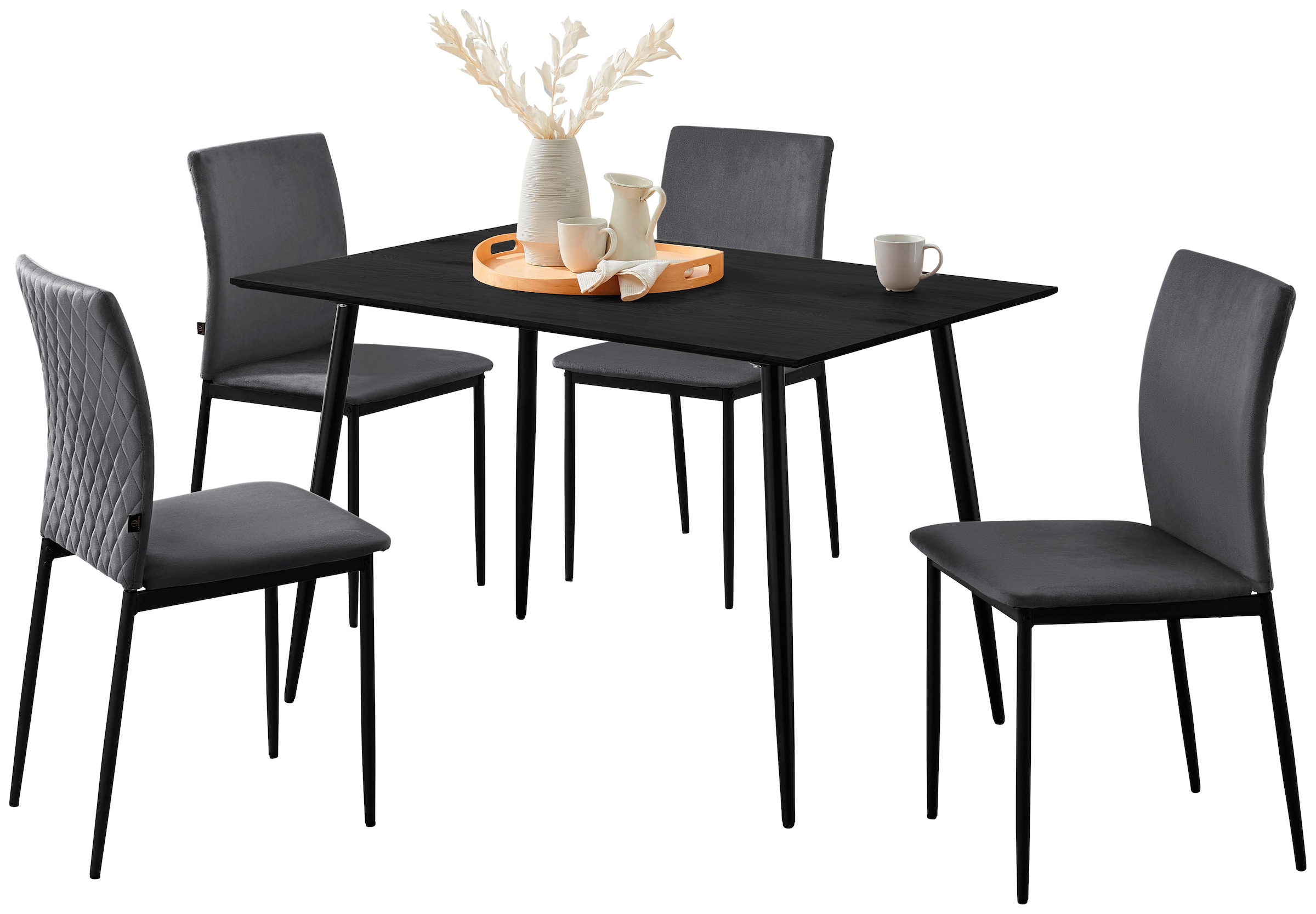 Leonique Essgruppe »Pavia/Eadwine«, (Set, 5 tlg.), Set, 5-tlg, bestehend aus Eadwine Esstisch und 4 Pavia Esszimmerstühlen