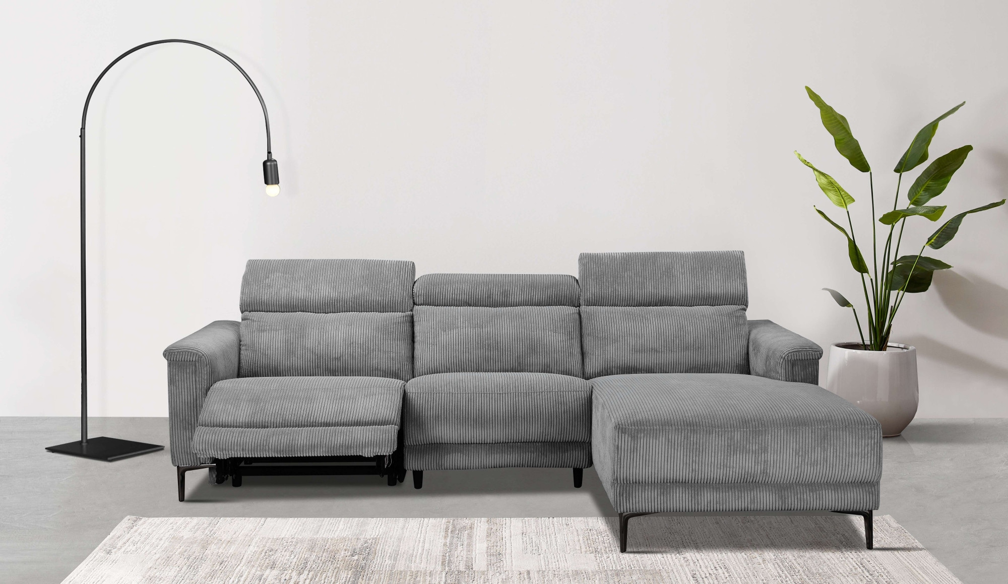 Home affaire Ecksofa »Lund in Cord, L-Form, 261 cm, manuelle und elektr. Re günstig online kaufen